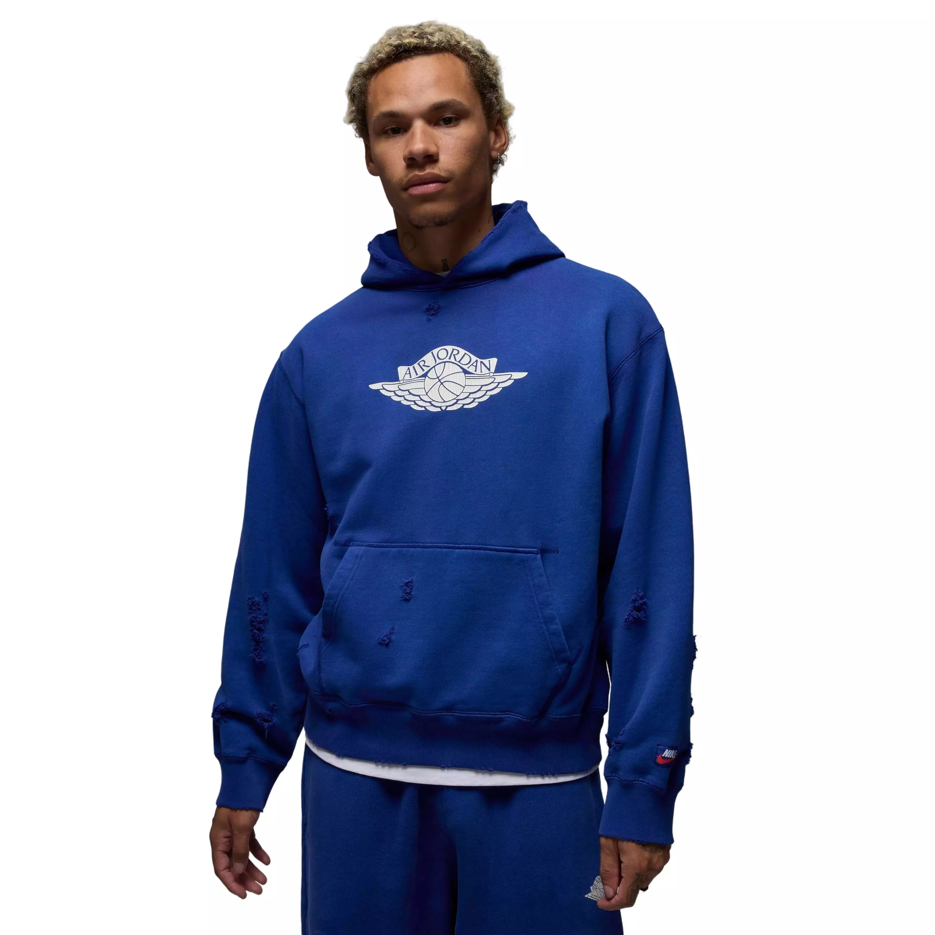 Air Jordan Men's Rare Air Wings Fleece Pullover Hoodie -Royal Blue - ROYAL BLUE