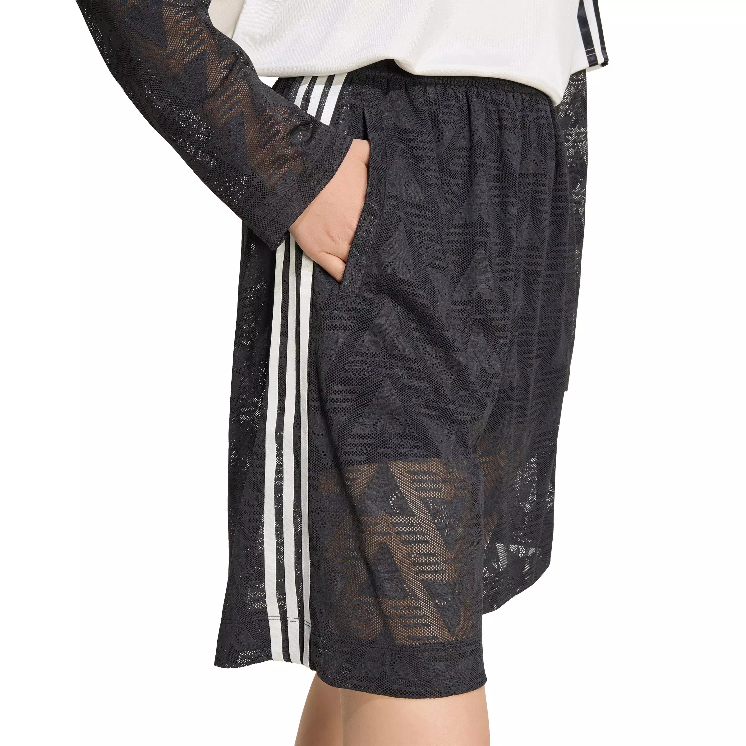 adidas Originals Women's Lace Jacquard Shorts-Black - BLACK