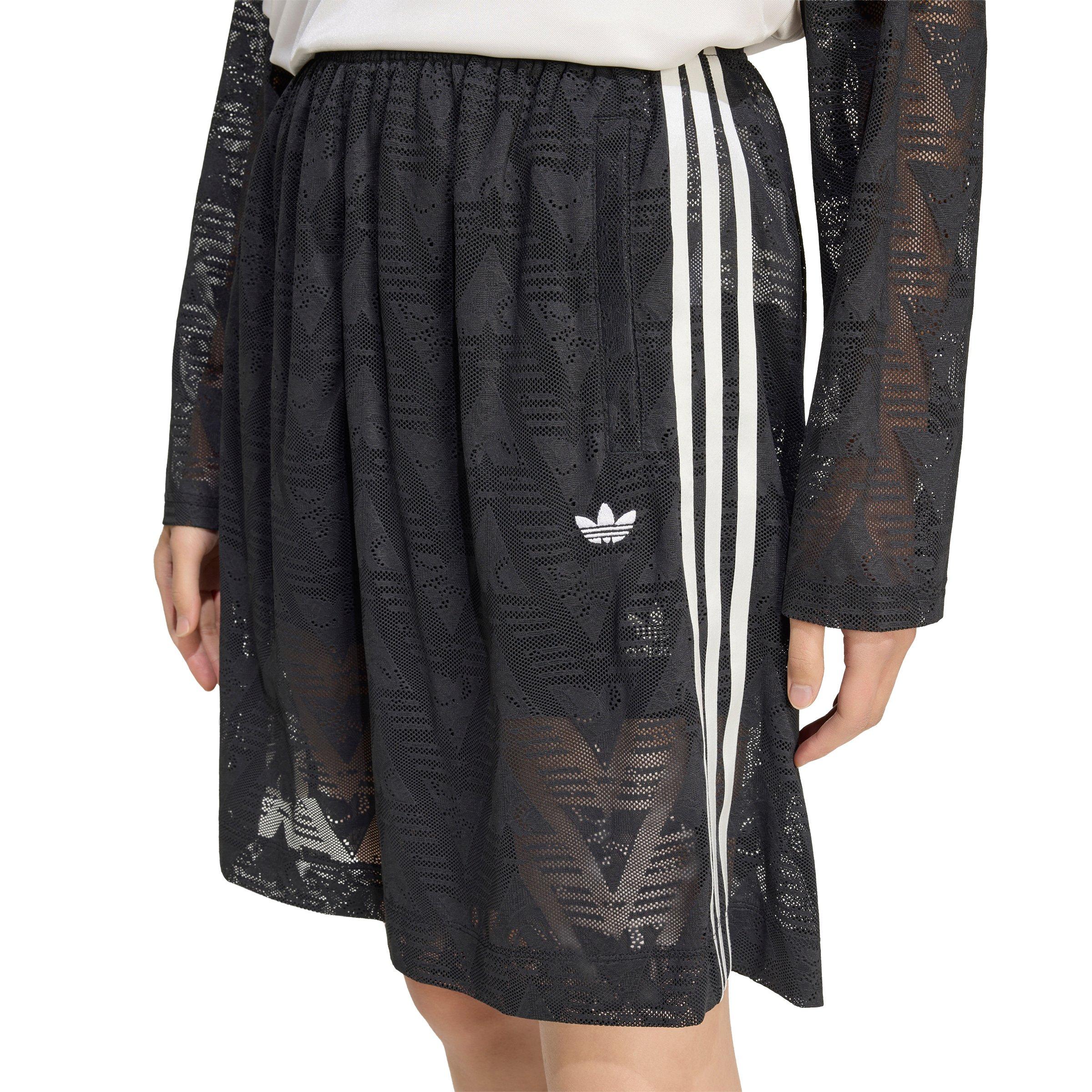 adidas Originals Women's Lace Jacquard Shorts-Black - BLACK Thumbnail View 4