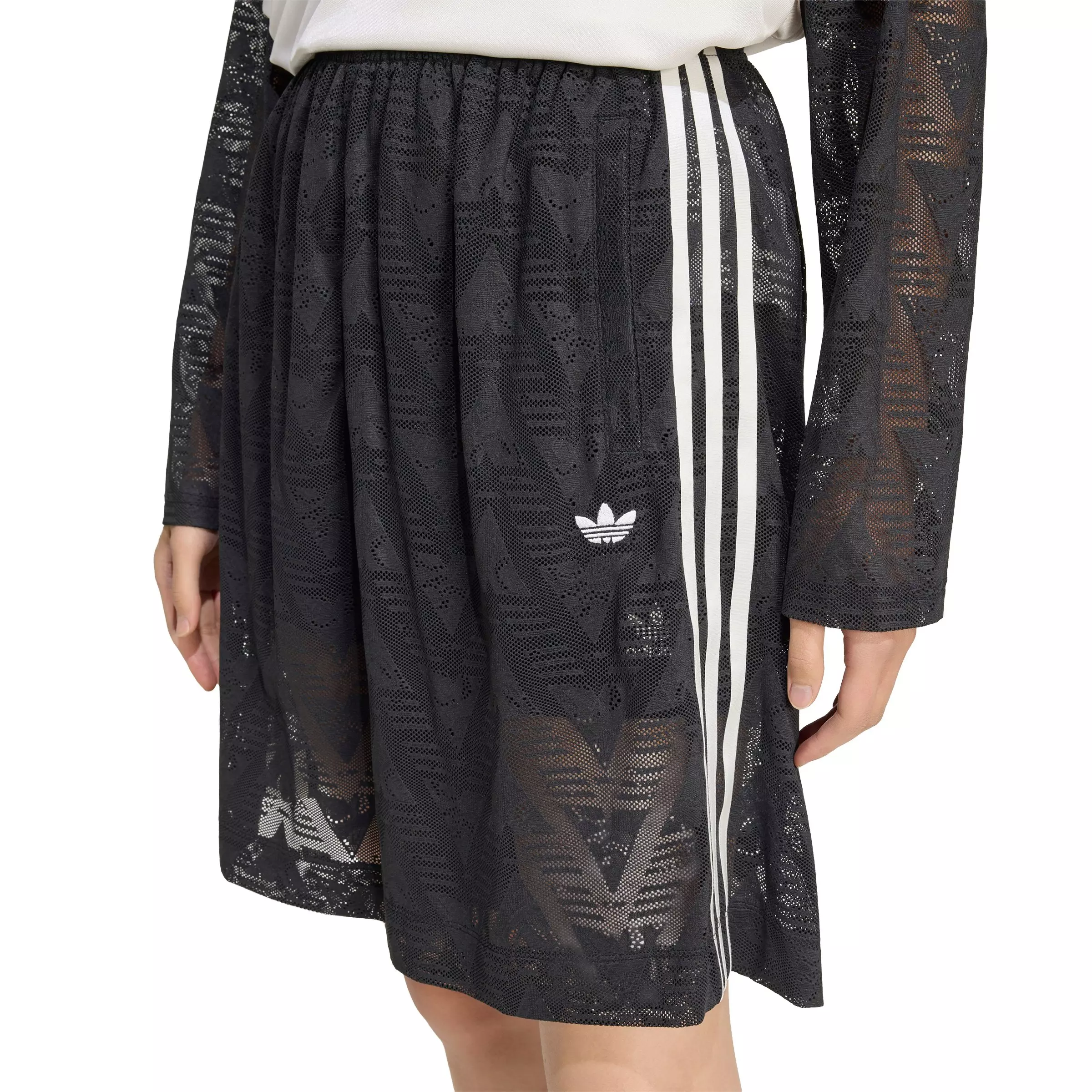 adidas Originals Women's Lace Jacquard Shorts-Black - BLACK