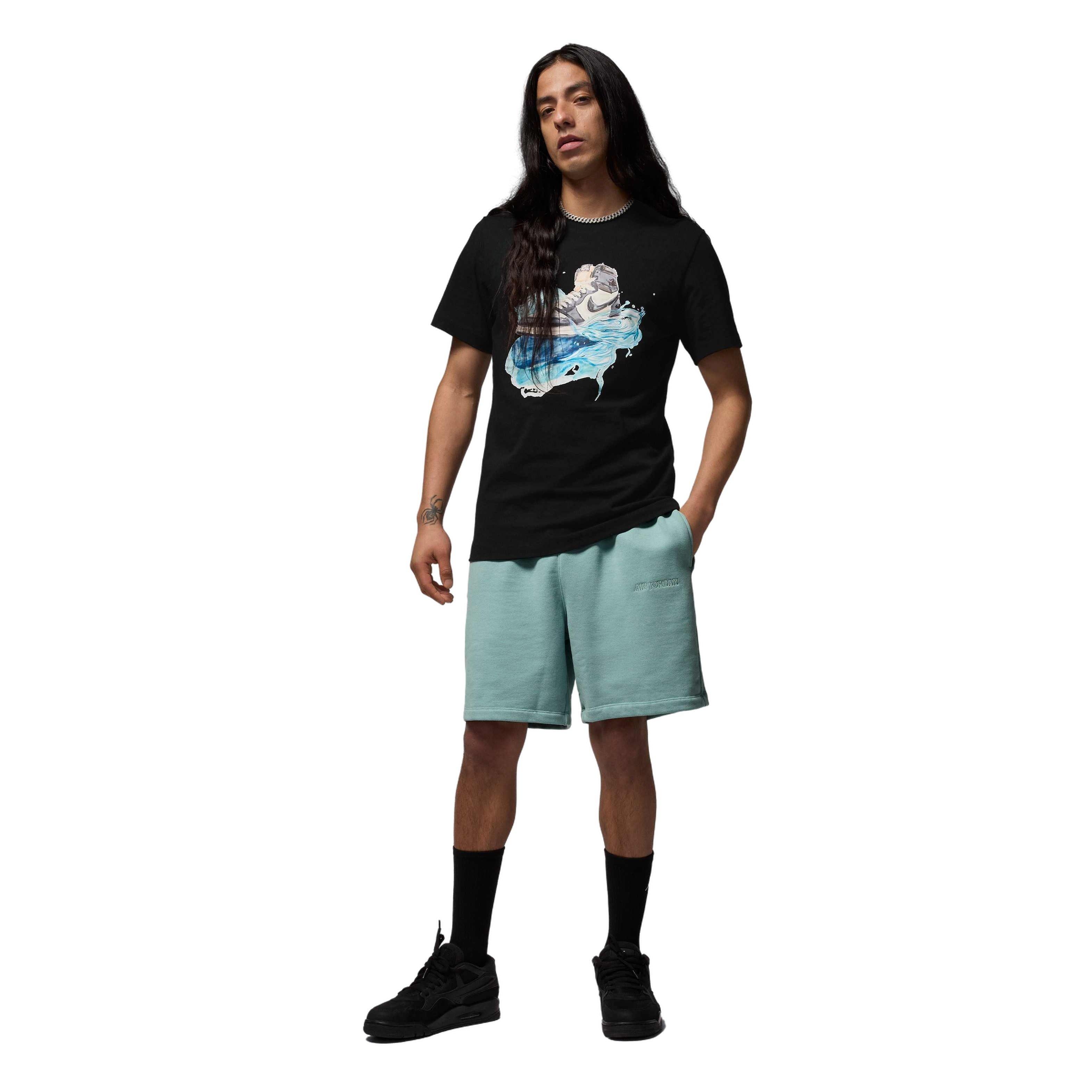 Jordan Men's Air Wordmark Fleece Shorts - GREEN Thumbnail View 7