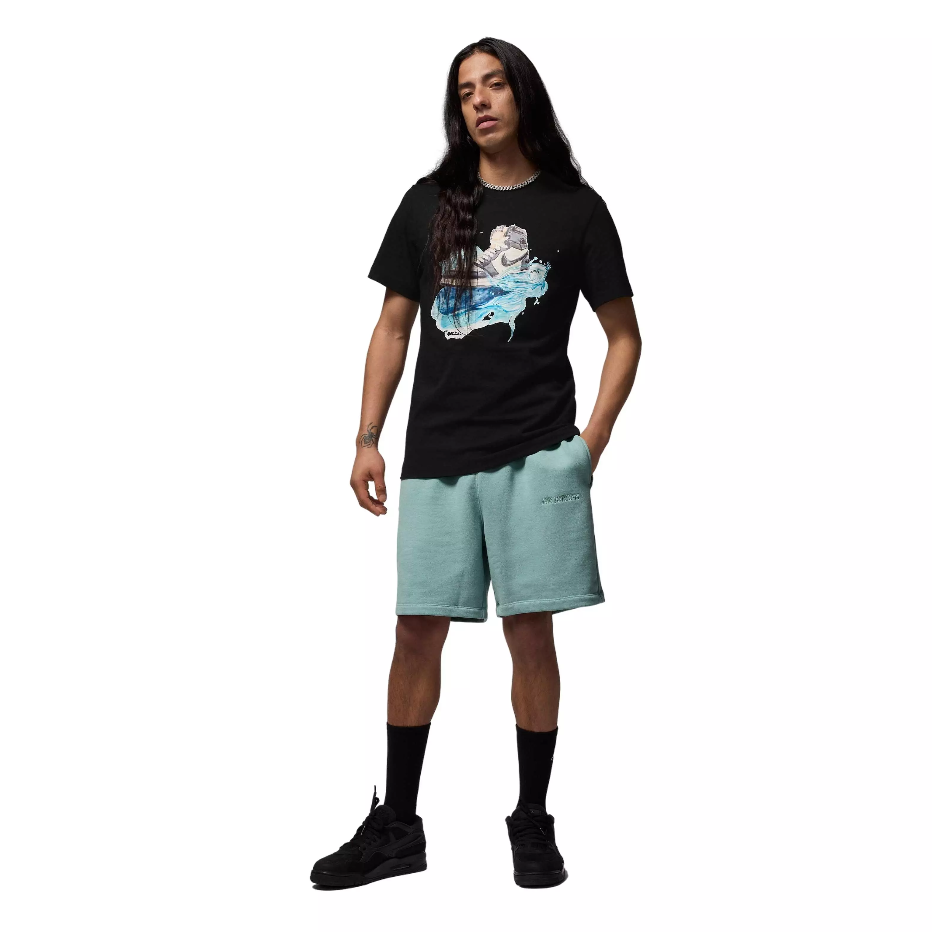 Jordan Men's Air Wordmark Fleece Shorts - GREEN