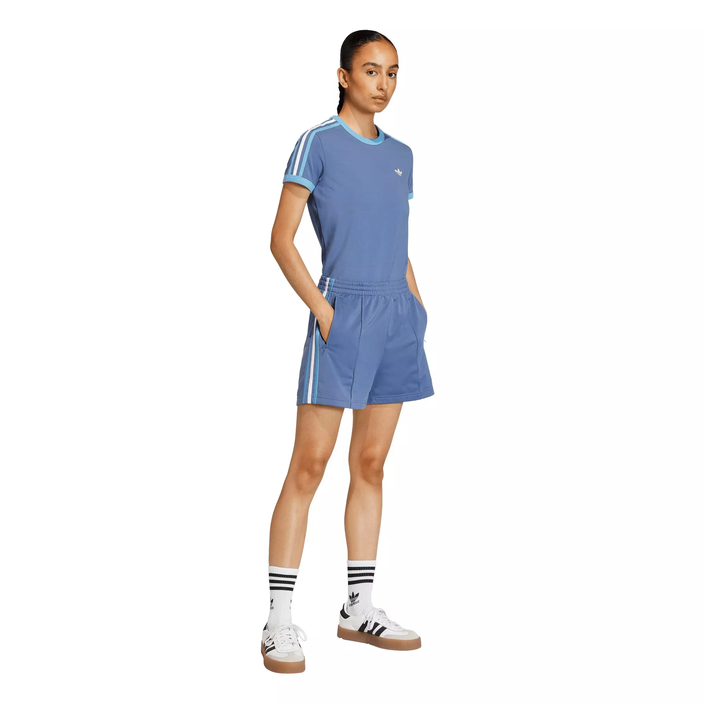 adidas Originals Women's Firebird Classic Shorts-Blue - BLUE