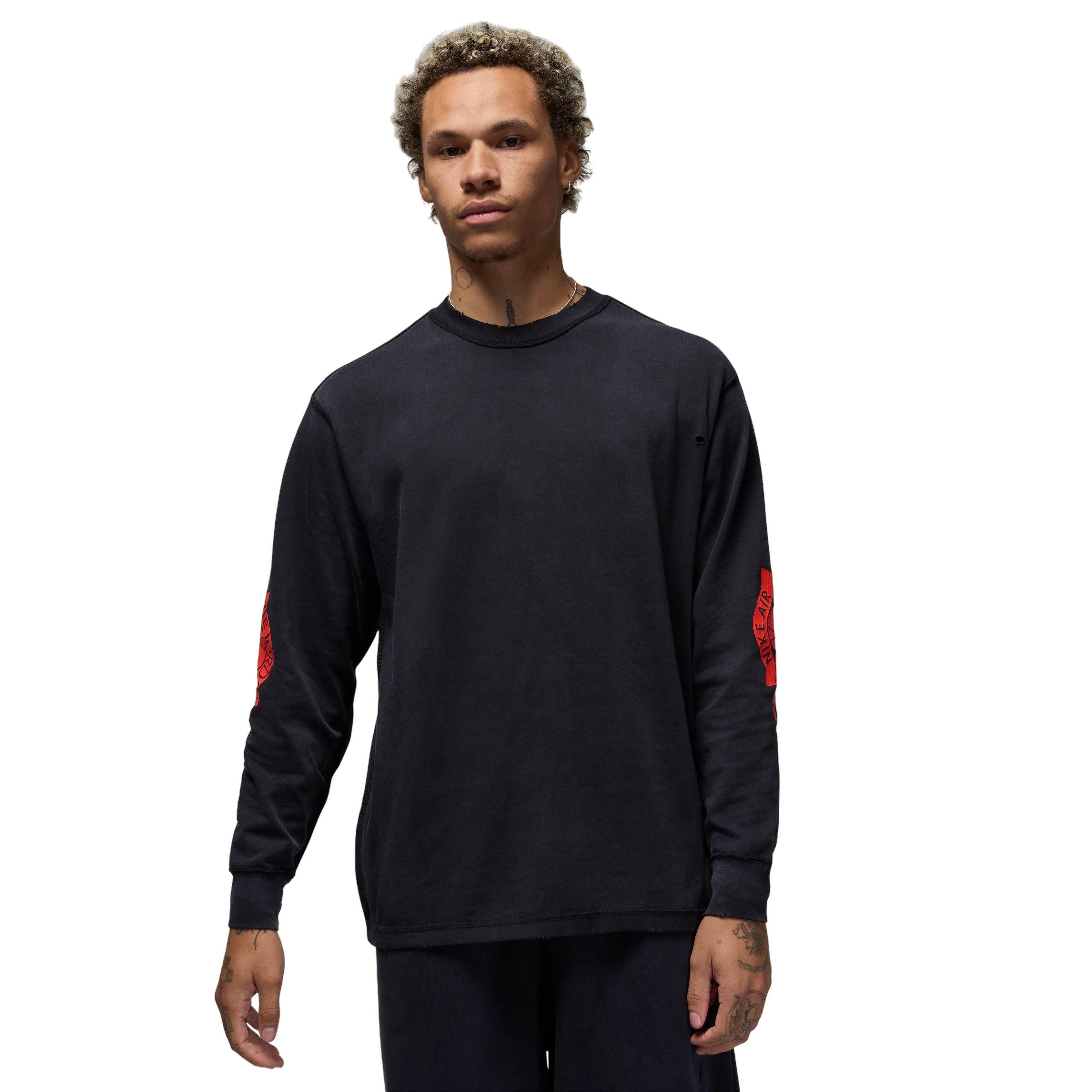 Jordan Men's Rare Air Wash 85 Long Sleeve Shirt - BLACK Thumbnail View 1