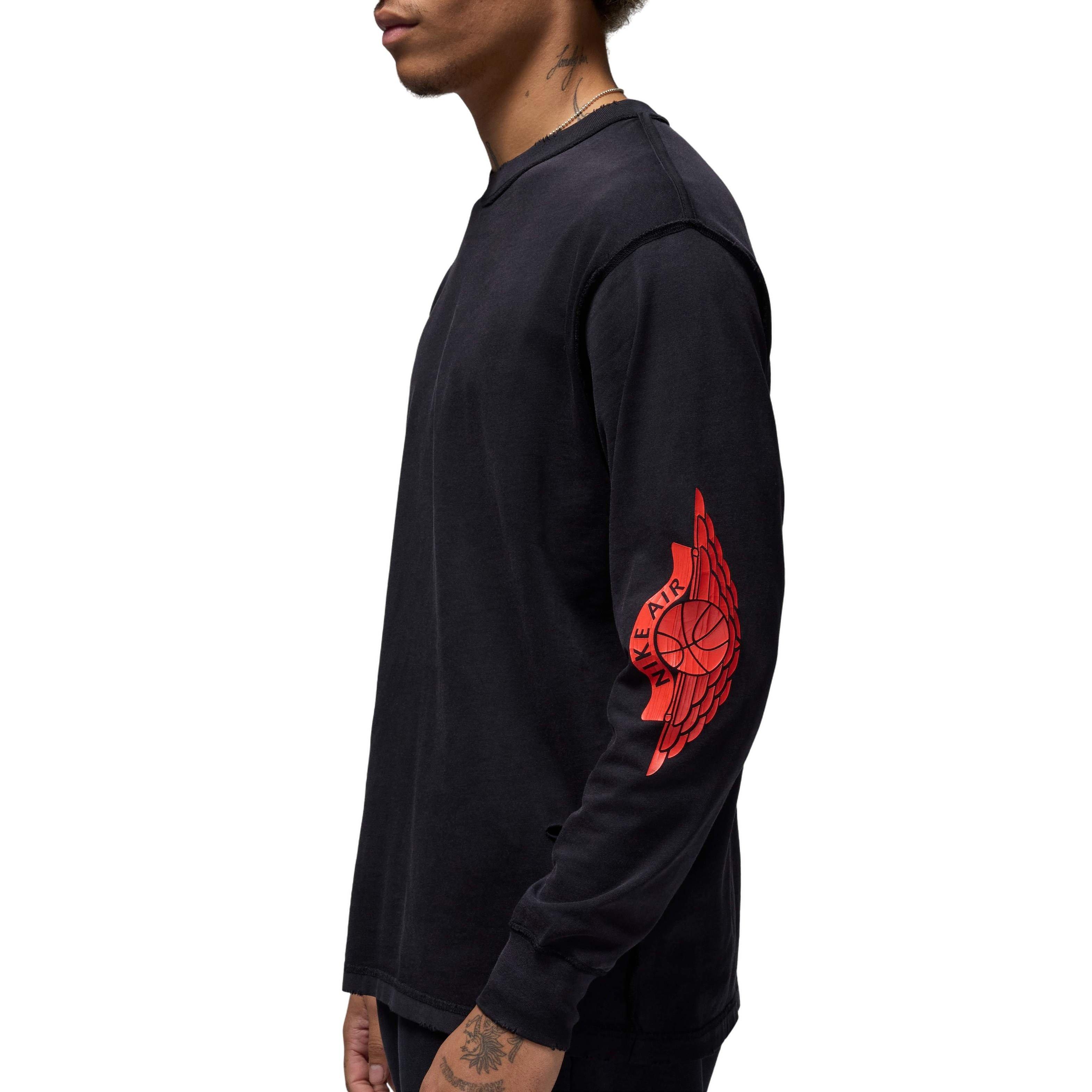 Jordan Men's Rare Air Wash 85 Long Sleeve Shirt - BLACK Thumbnail View 4