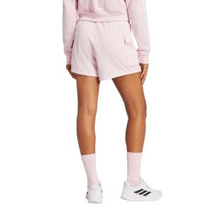 adidas Women's Essentials Small Logo French Terry Cargo Shorts-Pink