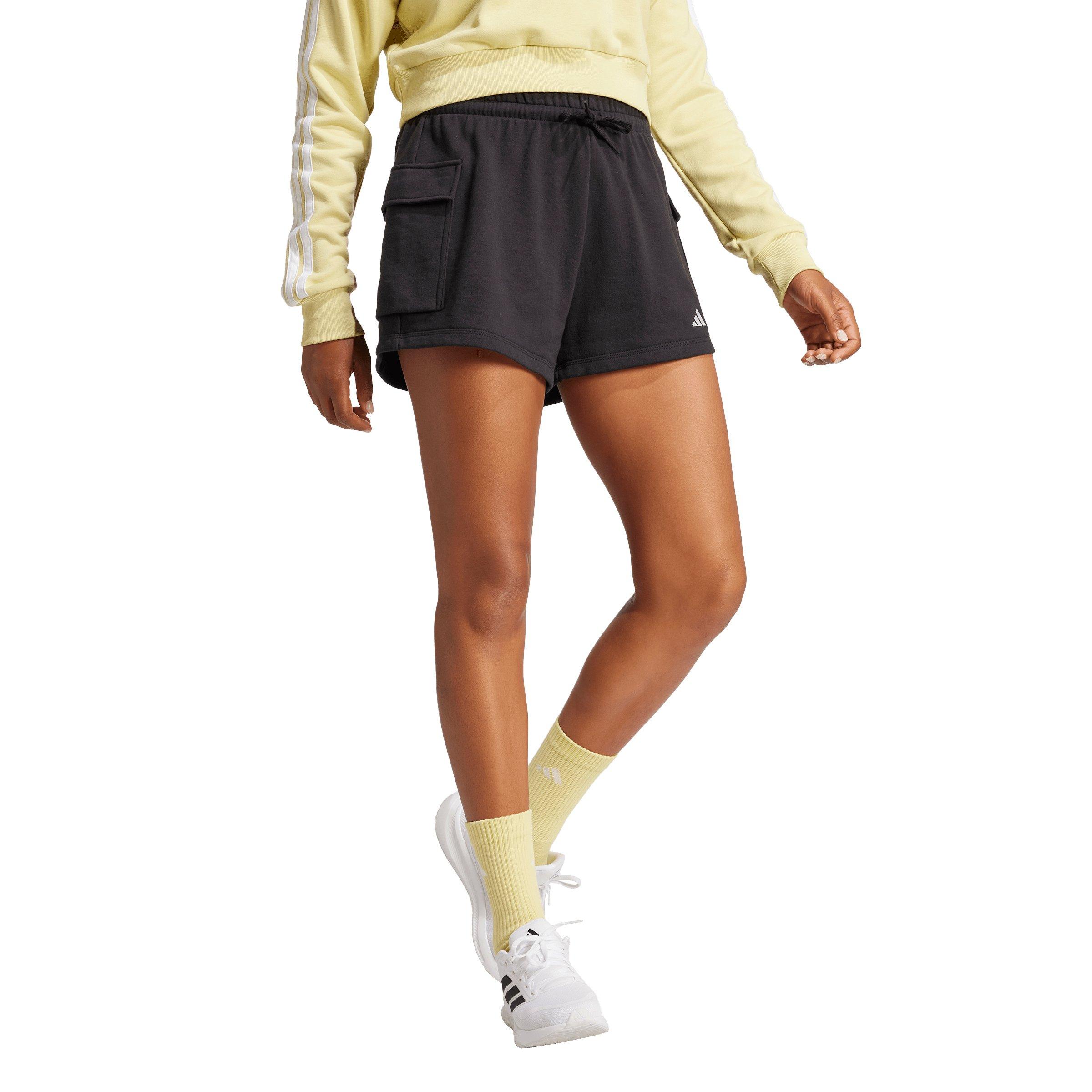 adidas Women's Essentials Small Logo French Terry Cargo Shorts - Black - BLACK Thumbnail View 5