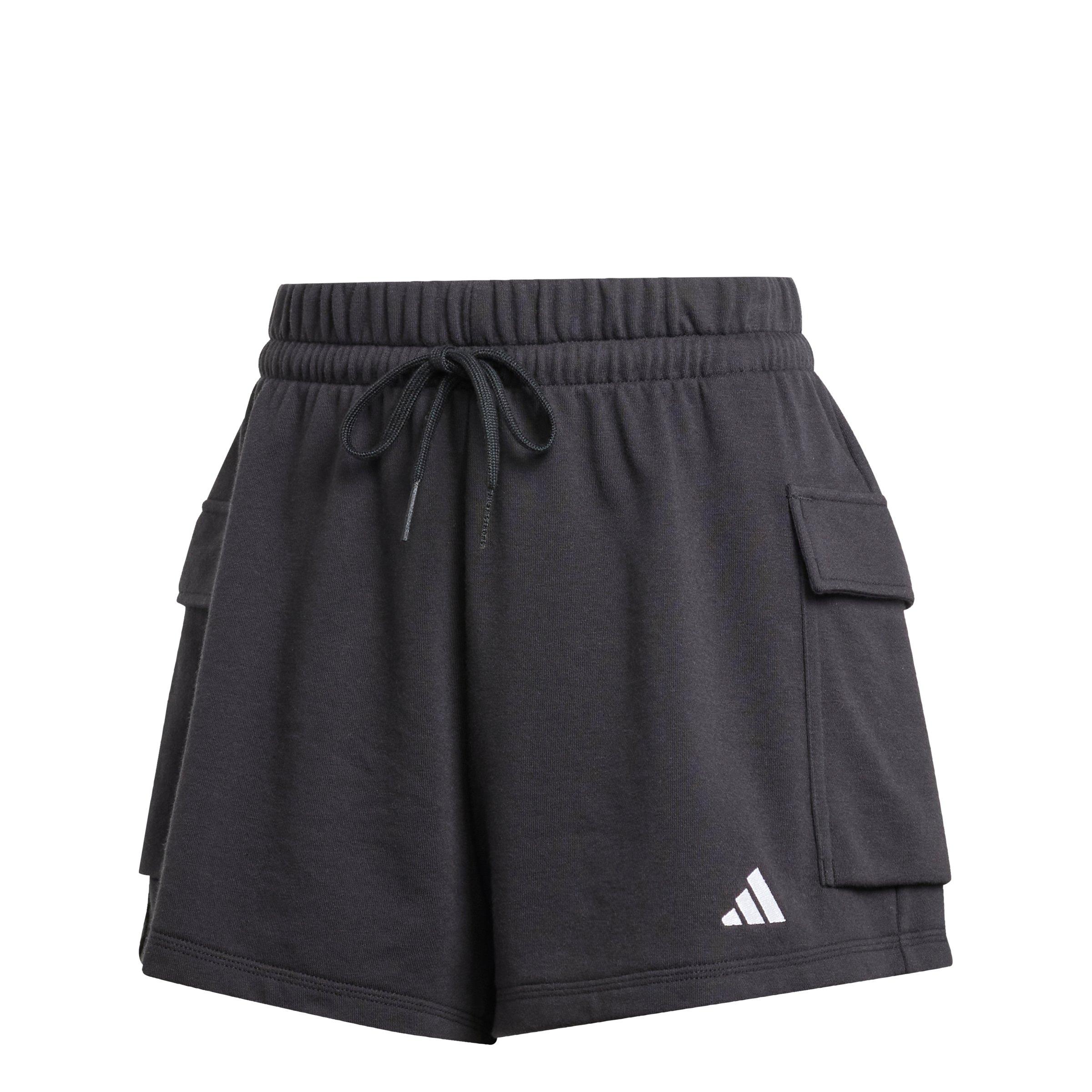 adidas Women's Essentials Small Logo French Terry Cargo Shorts-Black - BLACK Thumbnail View 6