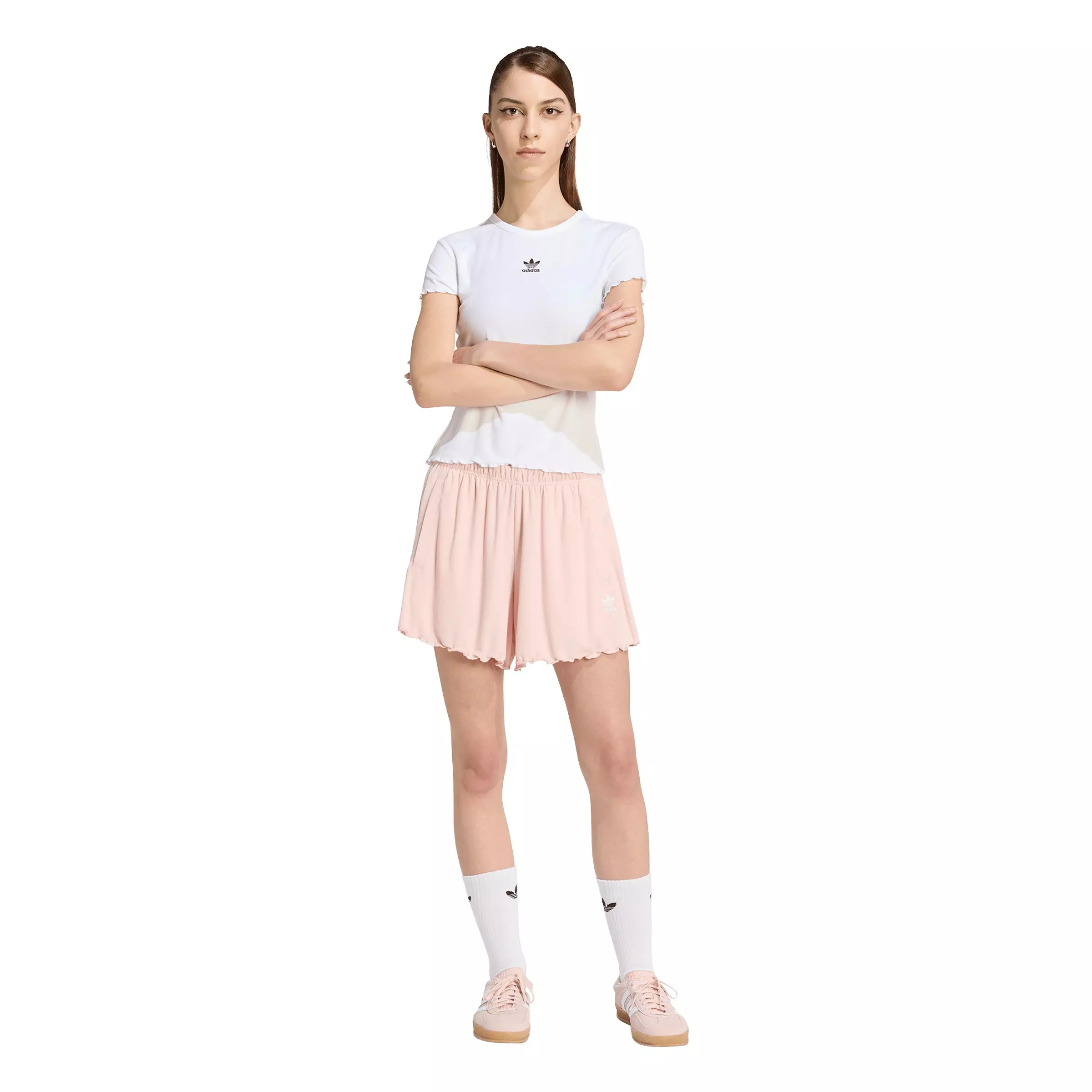 adidas Originals Women's Essentials Scalloped Edge Shorts - Pink - PINK
