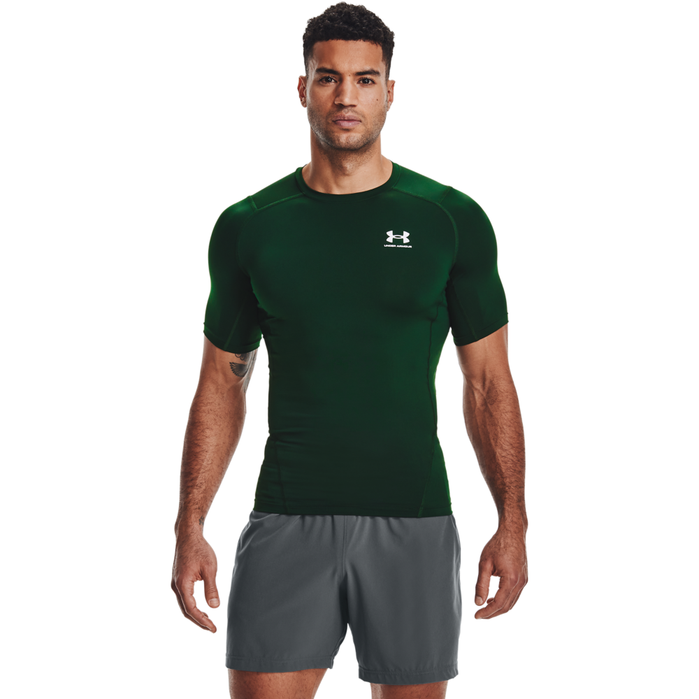 Under Armour Men's HeatGear Armour Short Sleeve Shirt - FOREST GREEN Thumbnail View 1