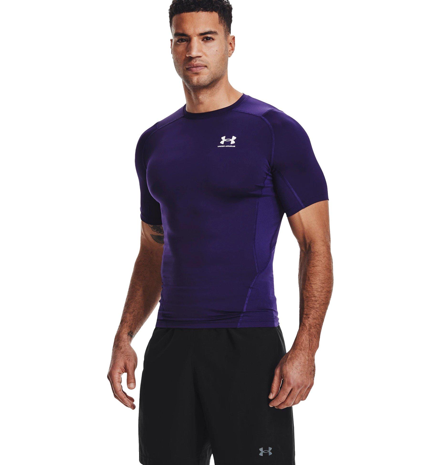 Under Armour Men's HeatGear Armour Short Sleeve Shirt - PURPLE Thumbnail View 1