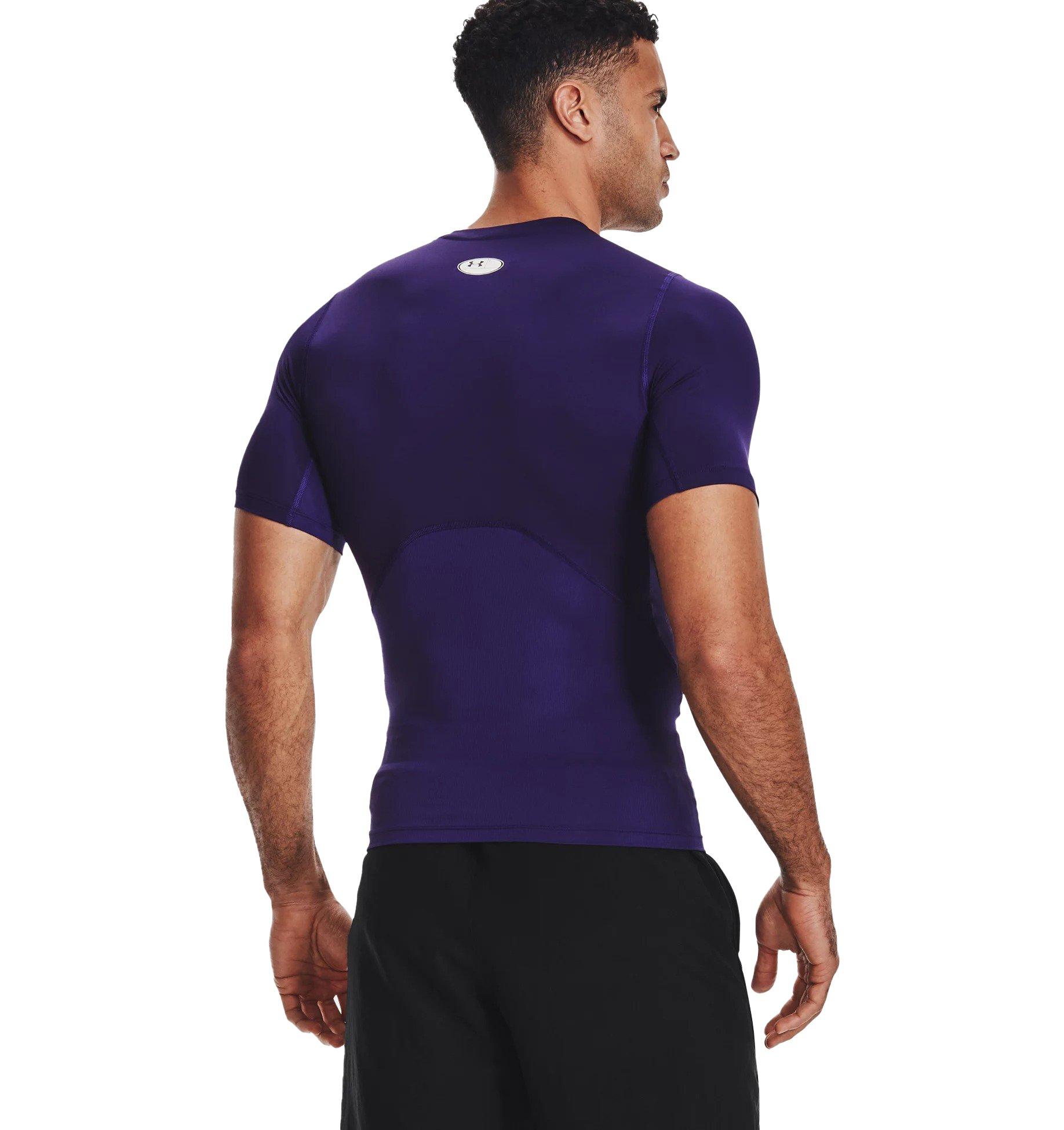 Under Armour Men's HeatGear Armour Short Sleeve Shirt - PURPLE Thumbnail View 2