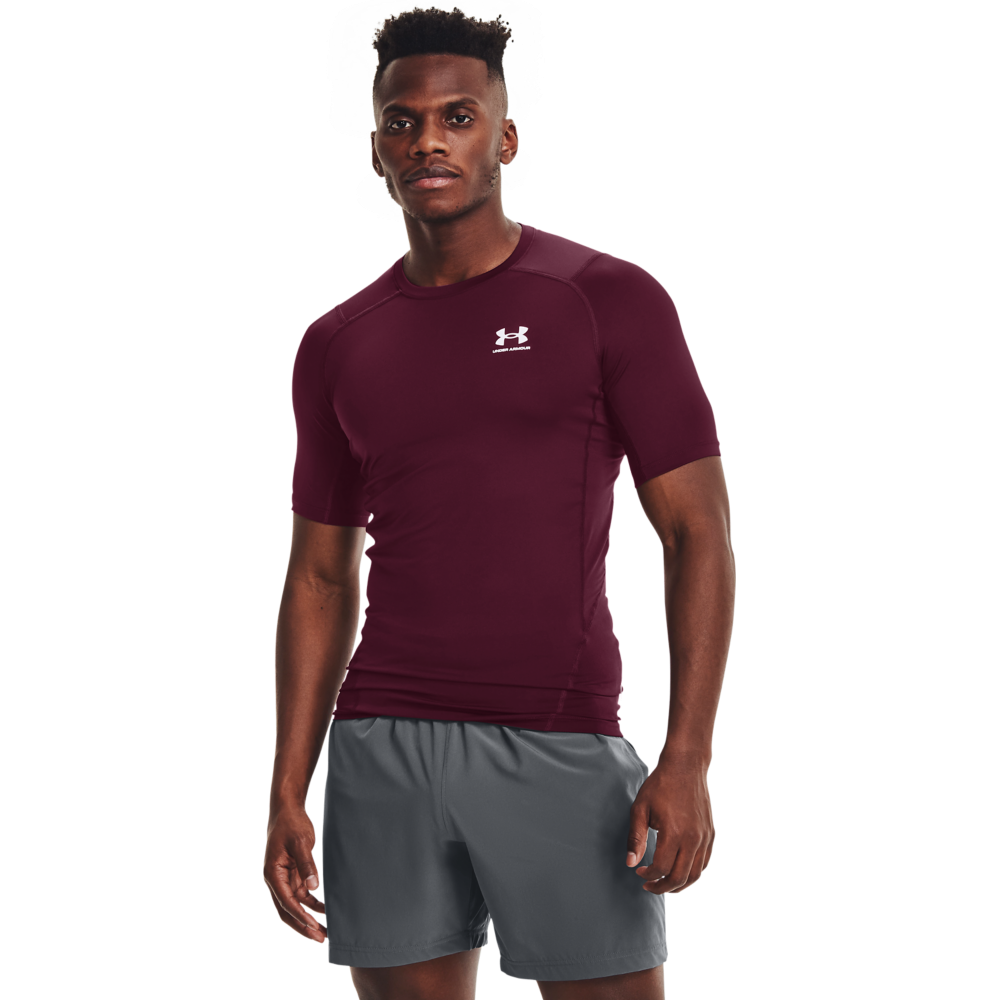 Under Armour Men's HeatGear Armour Short Sleeve Shirt - MAROON Thumbnail View 1