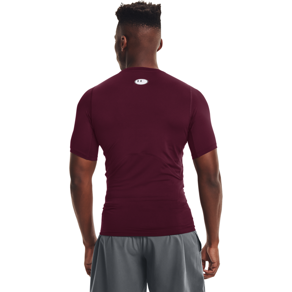 Under Armour Men's HeatGear Armour Short Sleeve Shirt - MAROON Thumbnail View 2