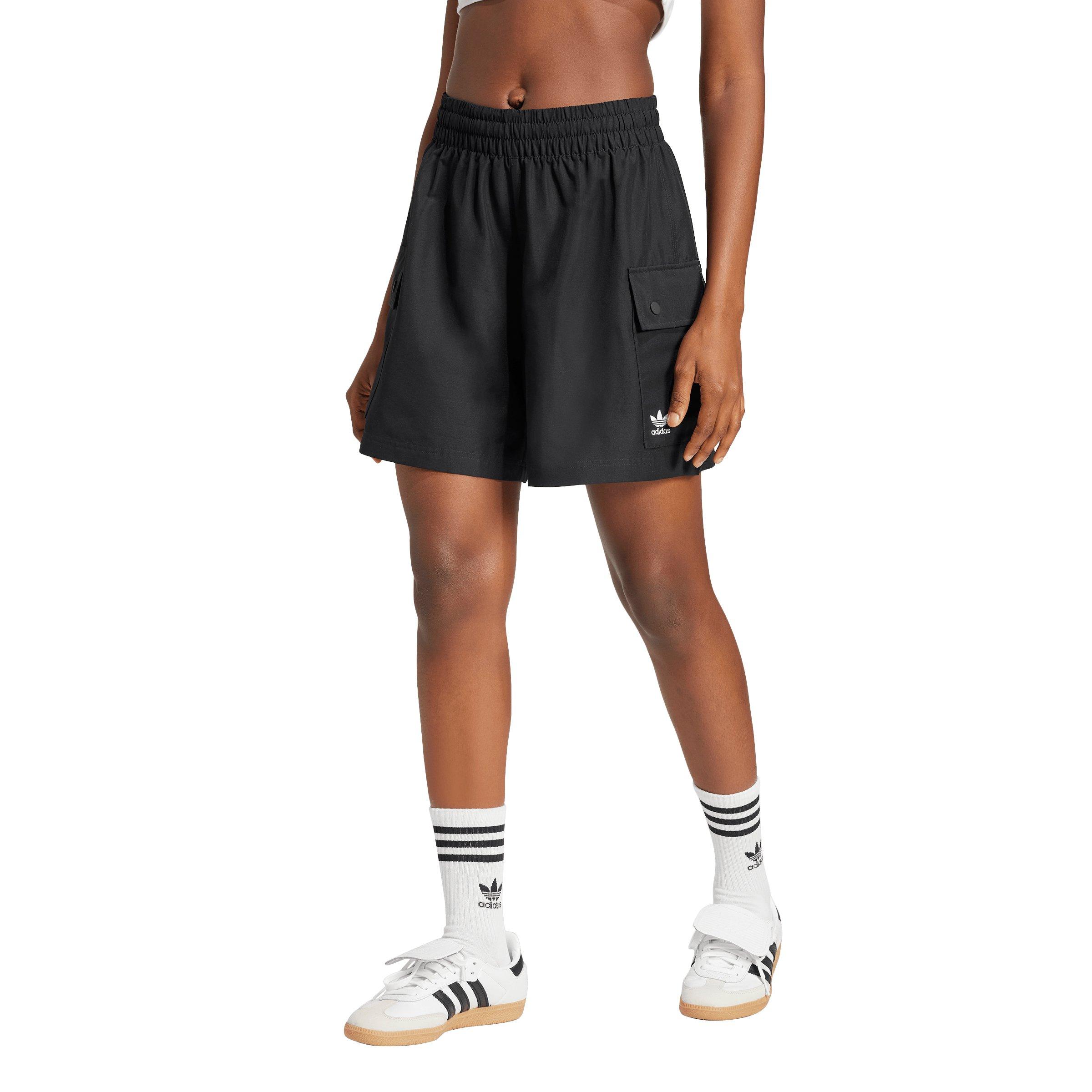 adidas Originals Women's Essentials Woven High-Waist Cargo Shorts-Black - BLACK Thumbnail View 1