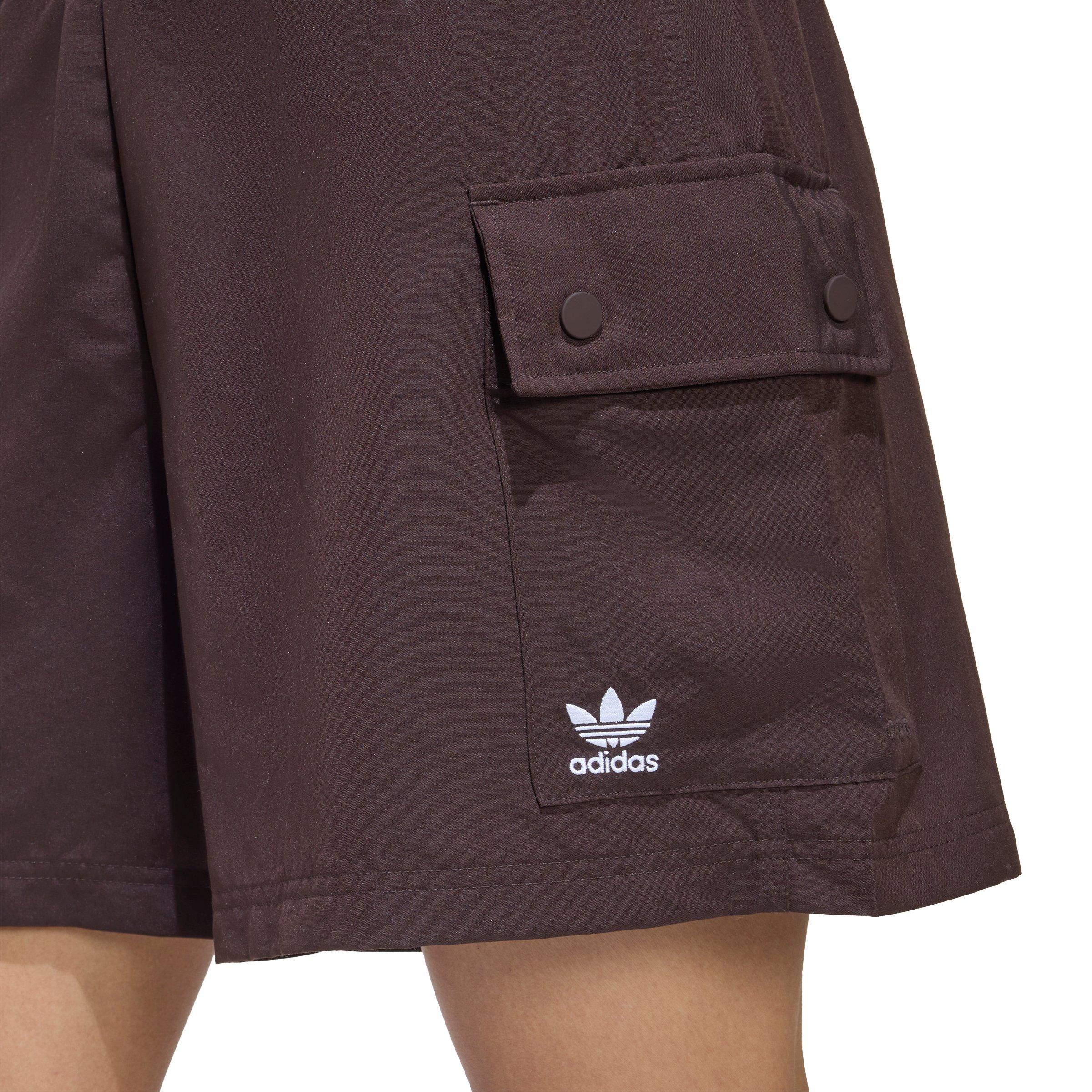 adidas Originals Women's Essentials Woven High-Waist Cargo Shorts-Brown - BROWN Thumbnail View 4