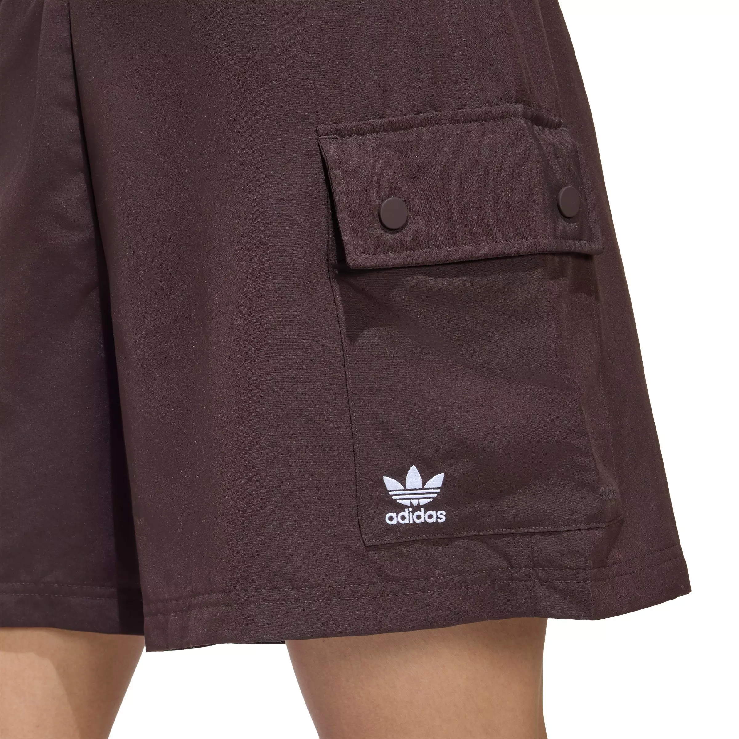adidas Originals Women's Essentials Woven High-Waist Cargo Shorts-Brown - BROWN