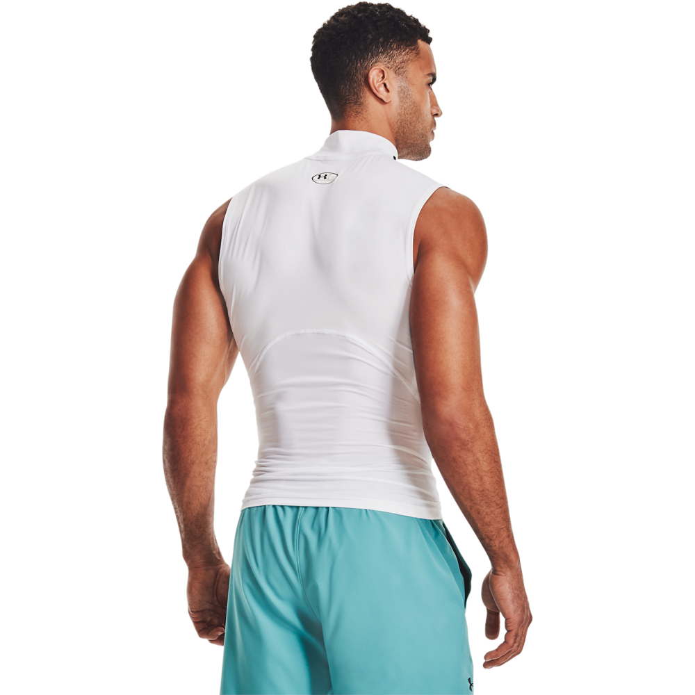 Under Armour Men's HeatGear Armour Mock Sleeveless Shirt - WHITE Thumbnail View 2