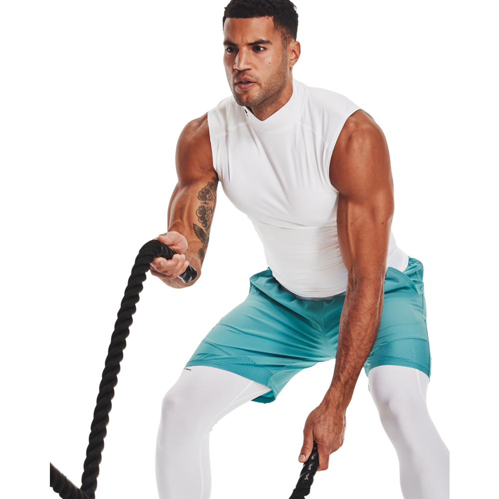 Under Armour Men's HeatGear Armour Mock Sleeveless Shirt - WHITE Thumbnail View 5