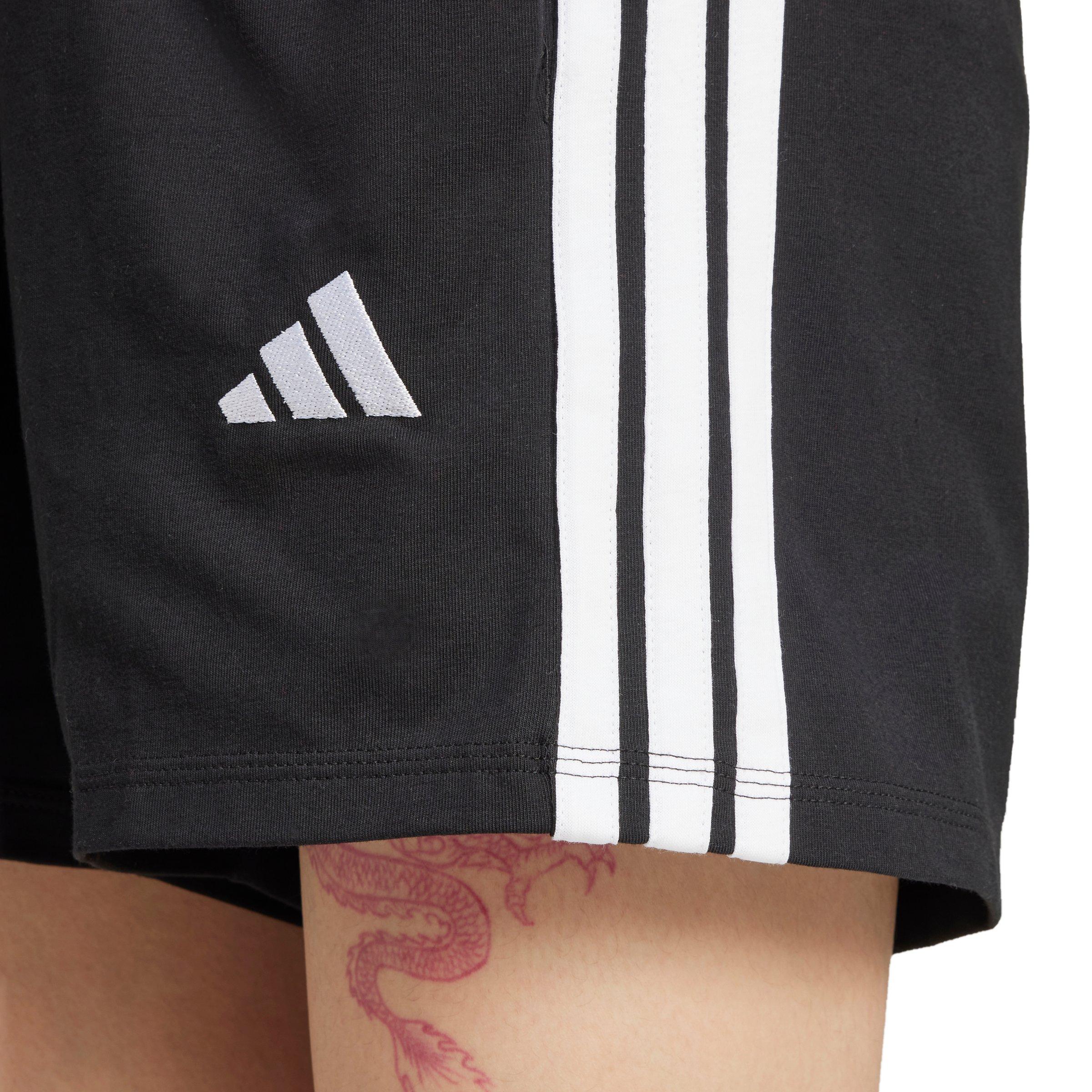 adidas Women's Essentials 3-Stripes Cotton Shorts-Black - BLACK Thumbnail View 3