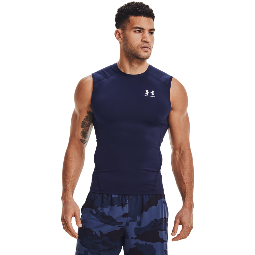 Under Armour Men's HeatGear Armour Sleeveless Shirt - NAVY Thumbnail View 1