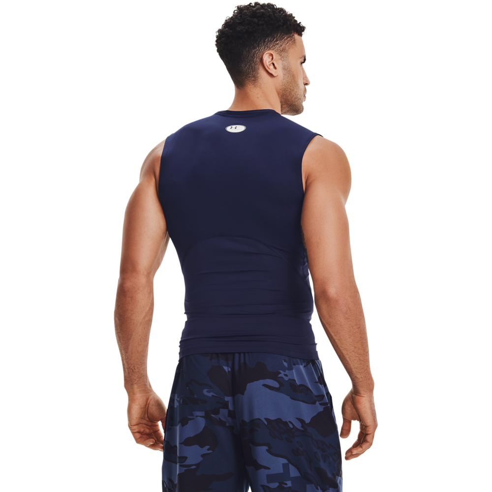 Under Armour Men's HeatGear Armour Sleeveless Shirt - NAVY Thumbnail View 2