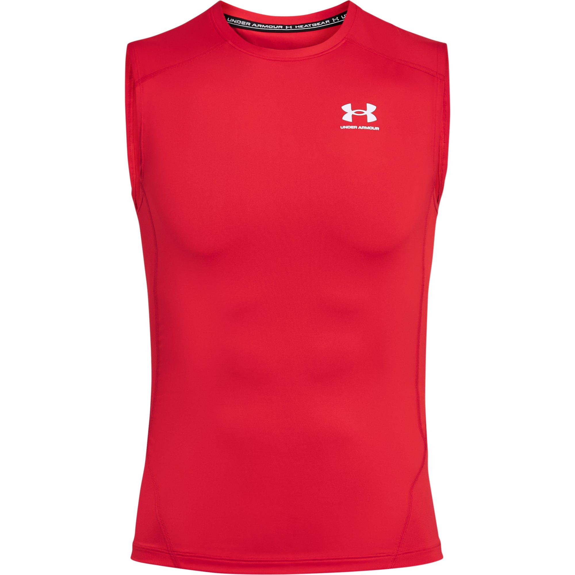 Under Armour Men's HeatGear Armour Sleeveless Shirt - RED Thumbnail View 1
