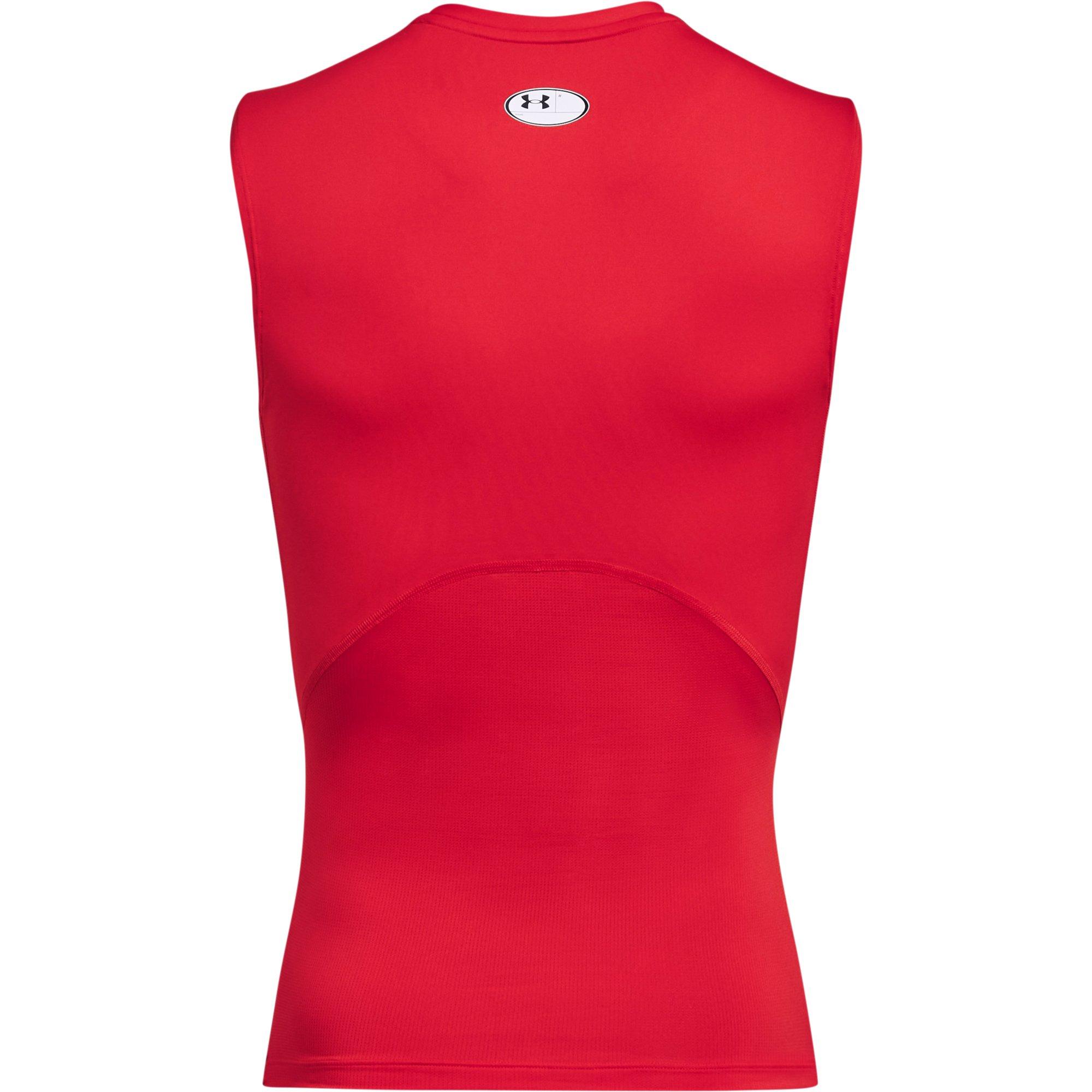 Under Armour Men's HeatGear Armour Sleeveless Shirt - RED Thumbnail View 2