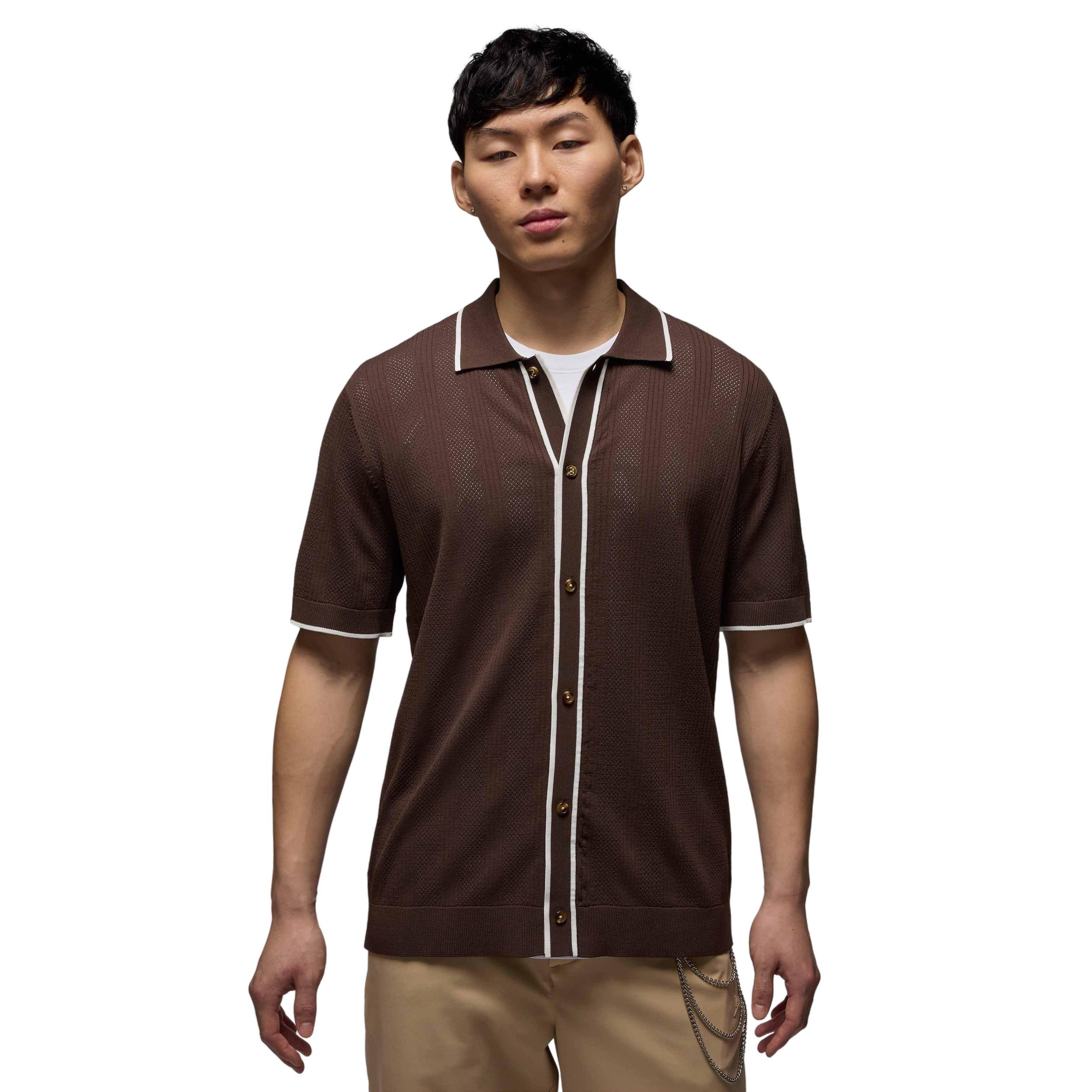 Jordan Men's Sport Short Sleeve Golf Sweater Top - BROWN Thumbnail View 1