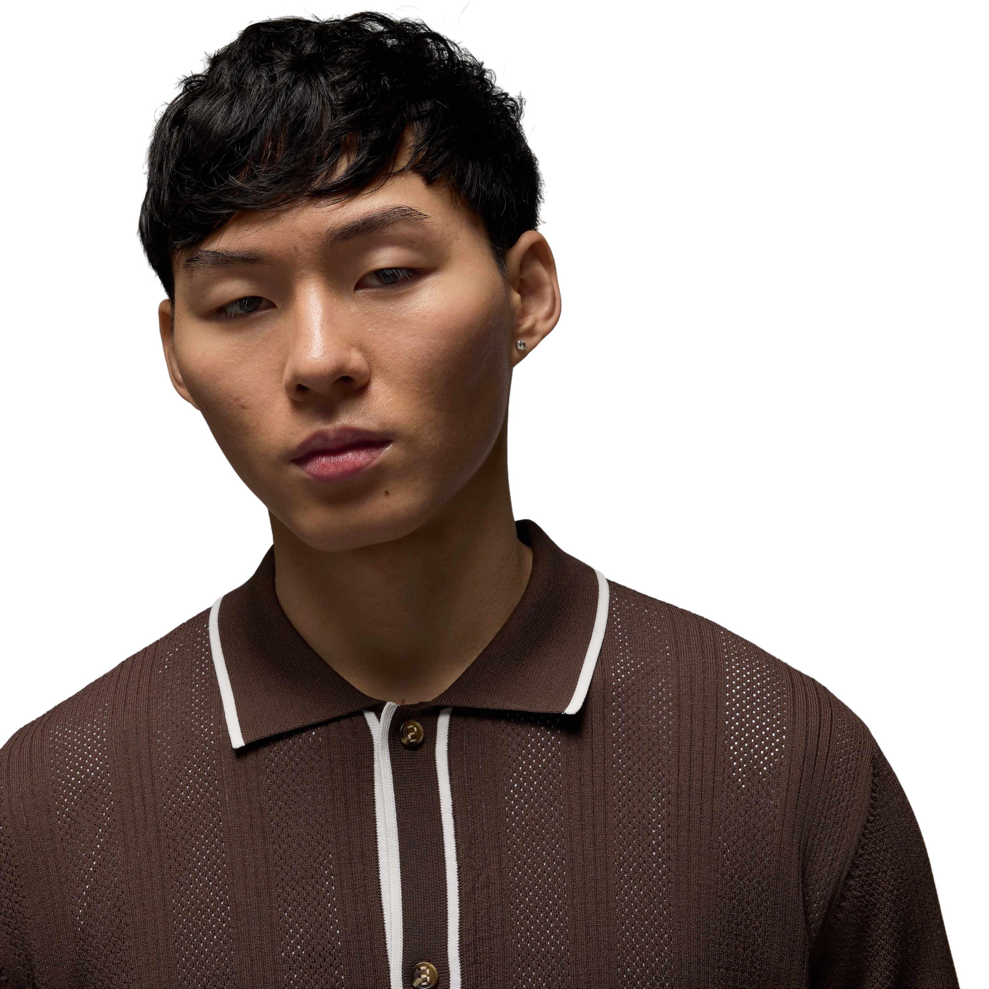 Jordan Men's Sport Short Sleeve Golf Sweater Top - BROWN Thumbnail View 3