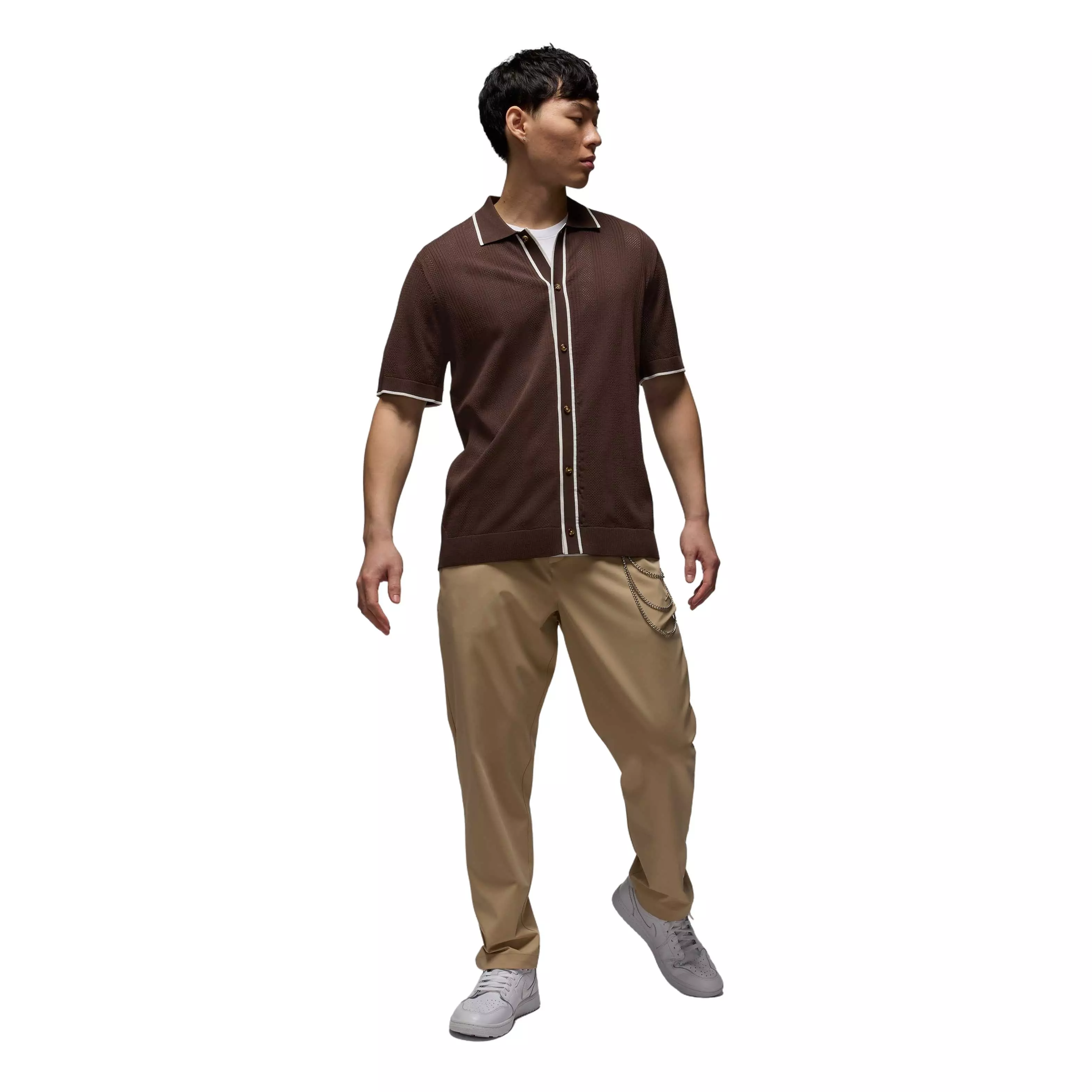 Jordan Men's Sport Short Sleeve Golf Sweater Top - BROWN