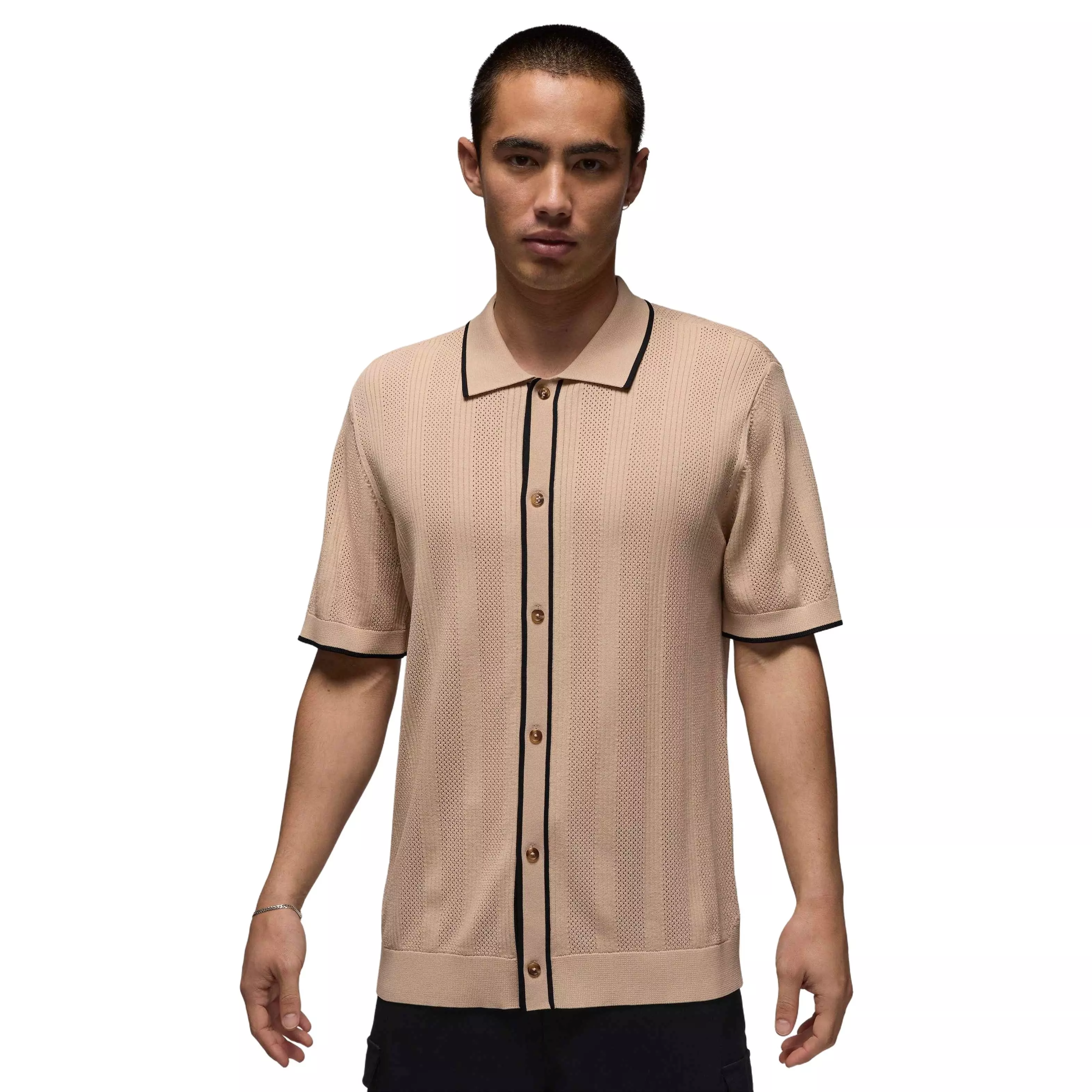 Jordan Men's Sport Short Sleeve Golf Sweater Top - LT BROWN
