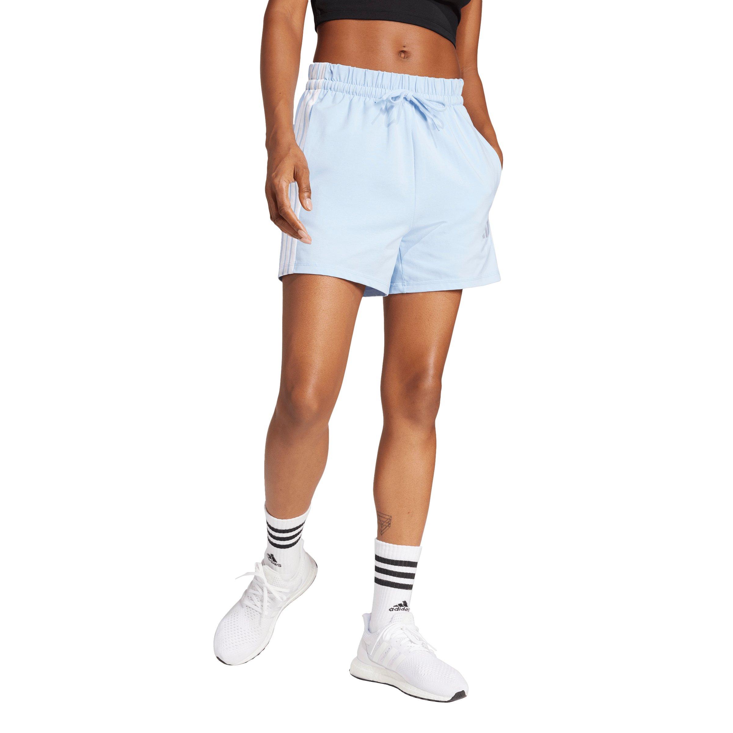 adidas Women's Essentials 3-Stripes Cotton Shorts-Blue - BLUE Thumbnail View 1