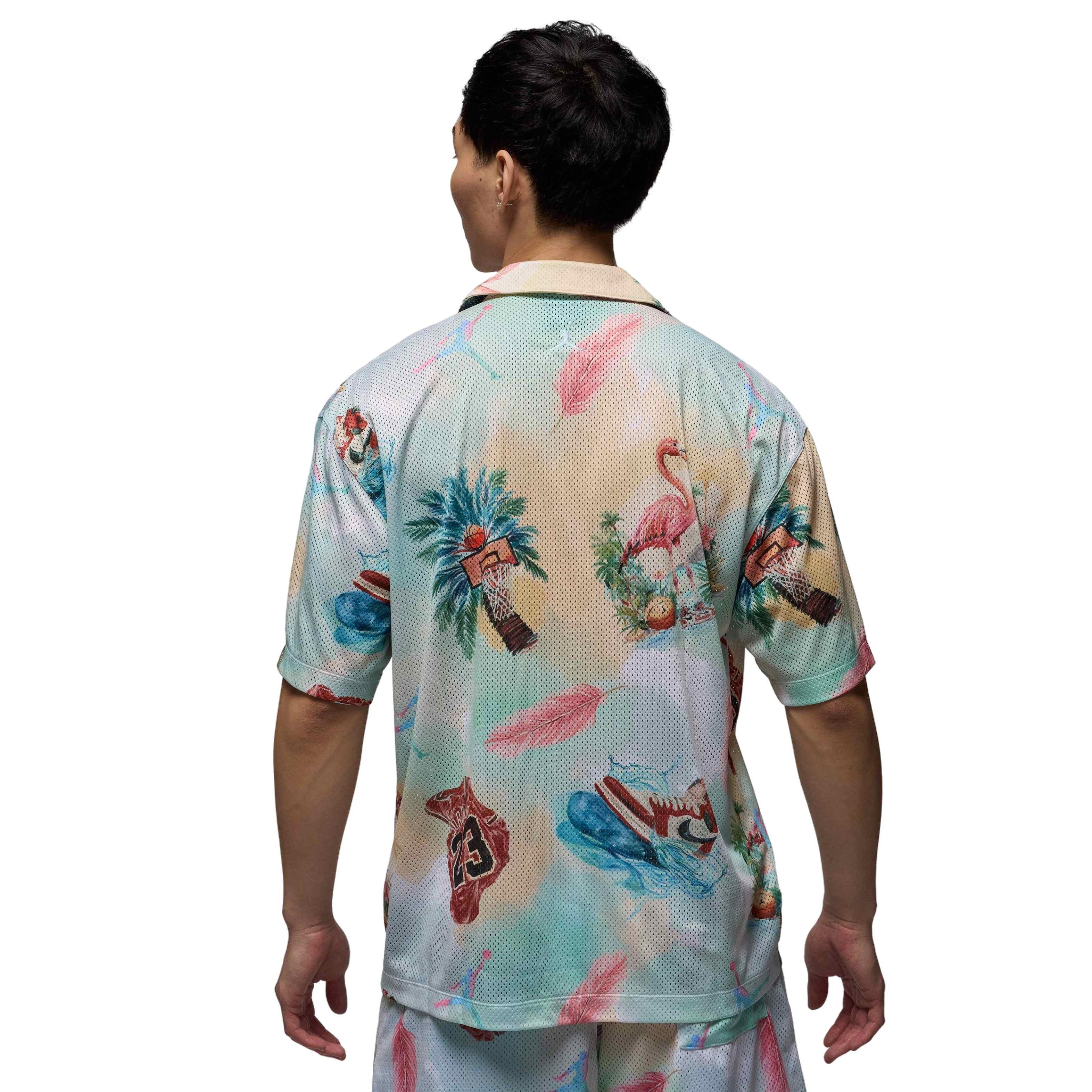 Jordan Men's Essentials Printed Camp Top - White/Blue - WHITE/BLUE Thumbnail View 2