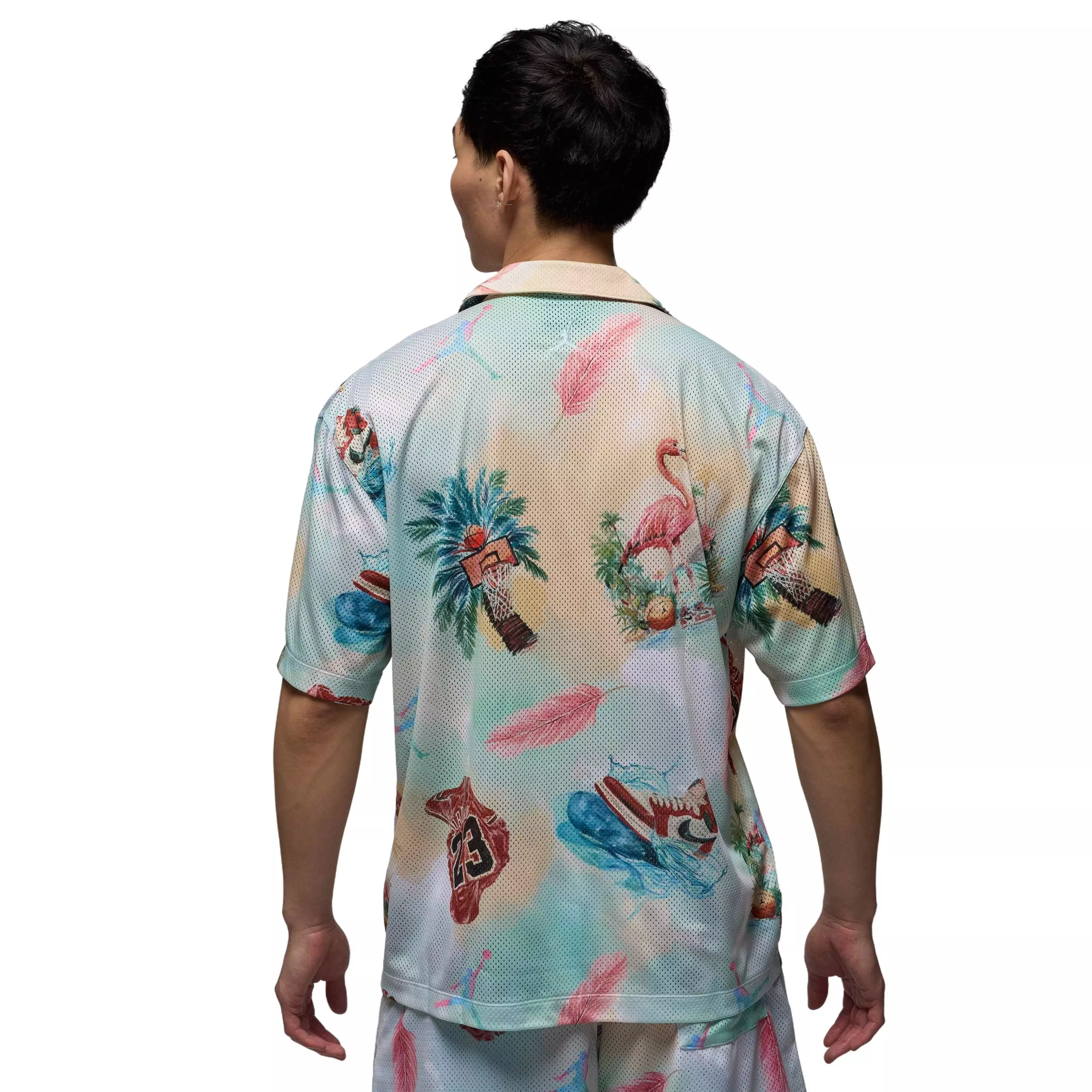 Jordan Men's Essentials Printed Camp Top - White/Blue - WHITE/BLUE