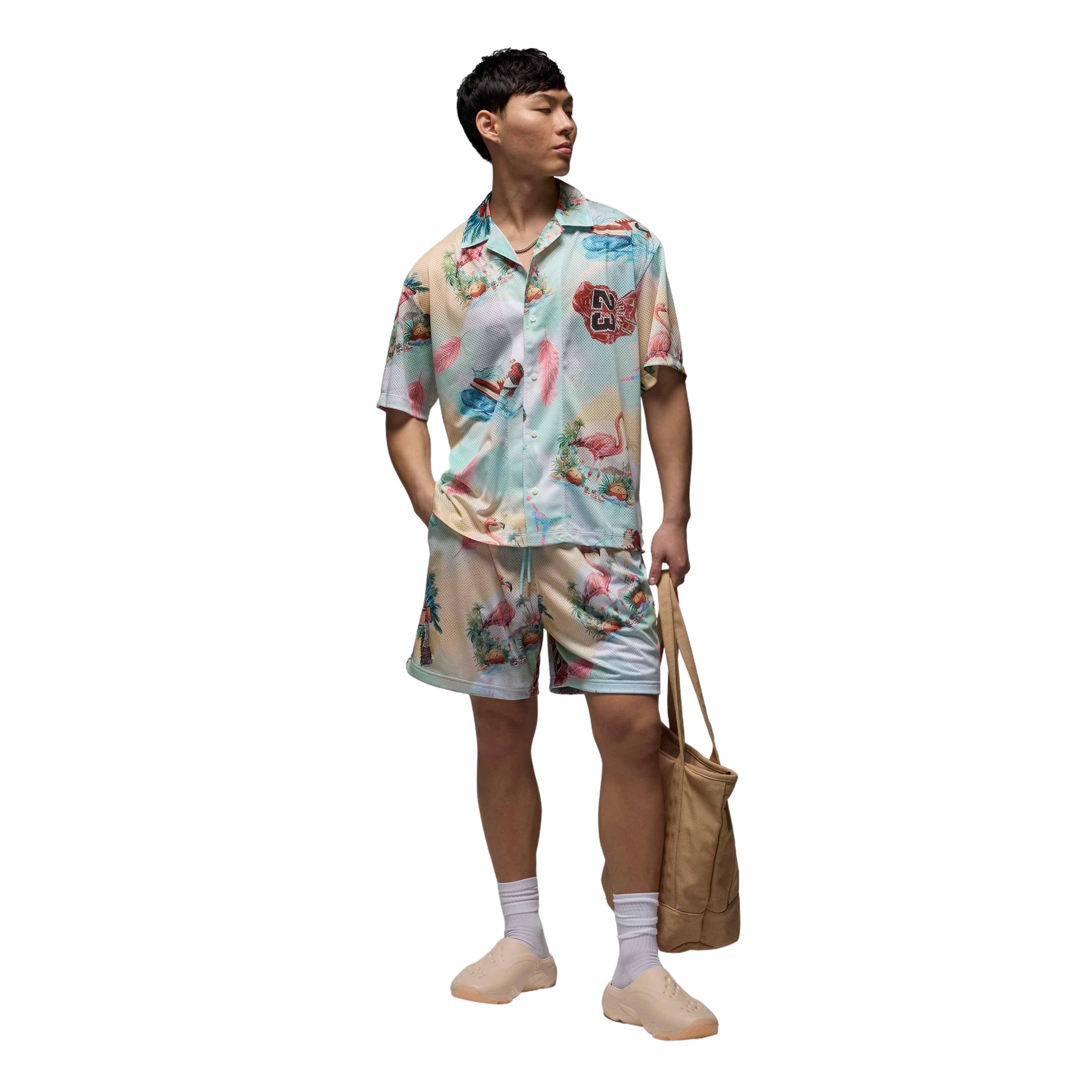 Jordan Men's Essentials Printed Camp Top - White/Blue - WHITE/BLUE Thumbnail View 5