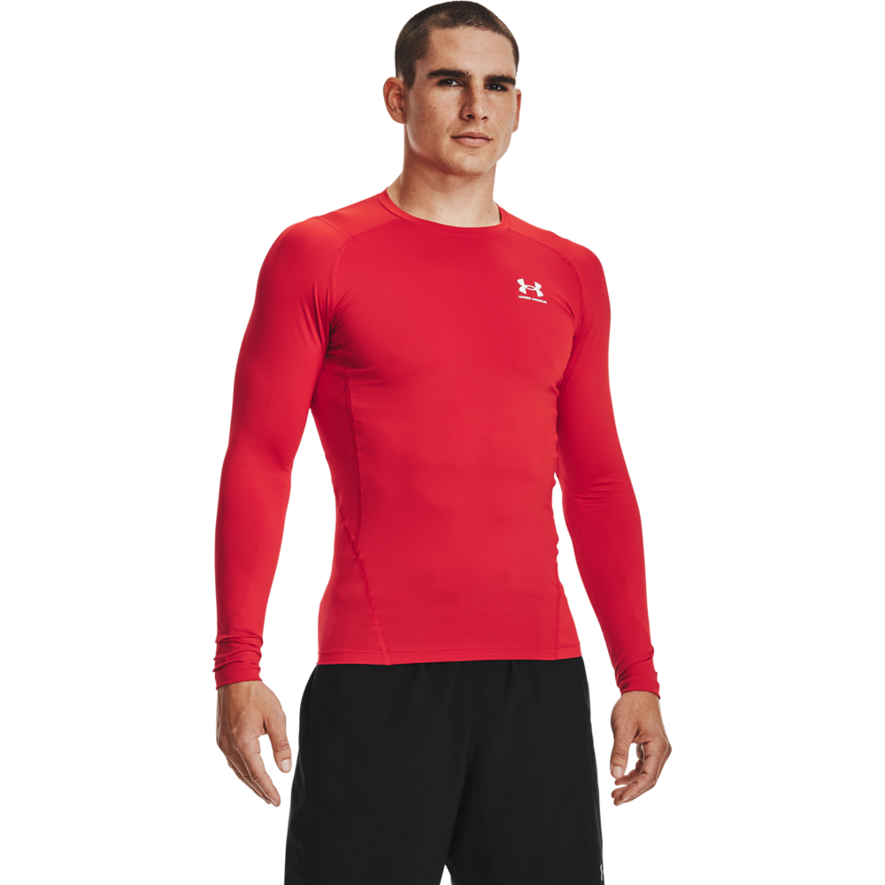 Under Armour Men's HeatGear Armour Long Sleeve Shirt - RED Thumbnail View 1