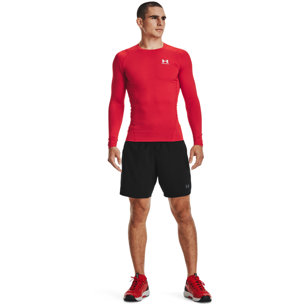 Under Armour Men's HeatGear Armour Long Sleeve Shirt - RED Thumbnail View 4