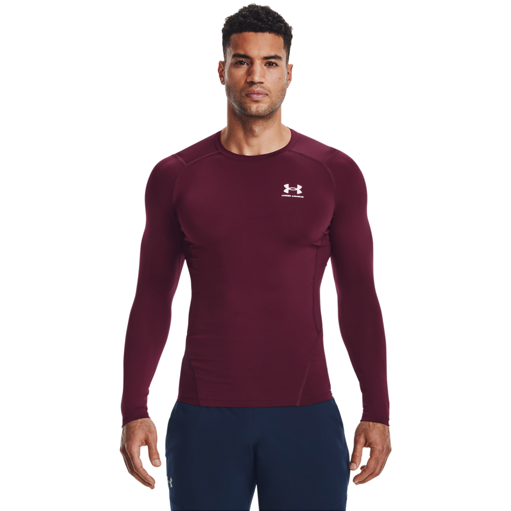 Under Armour Men's HeatGear Armour Long Sleeve Shirt - MAROON Thumbnail View 1