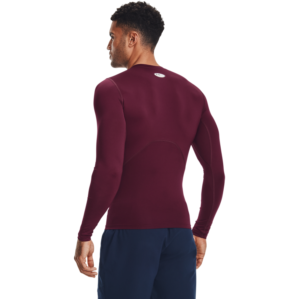 Under Armour Men's HeatGear Armour Long Sleeve Shirt - MAROON Thumbnail View 2