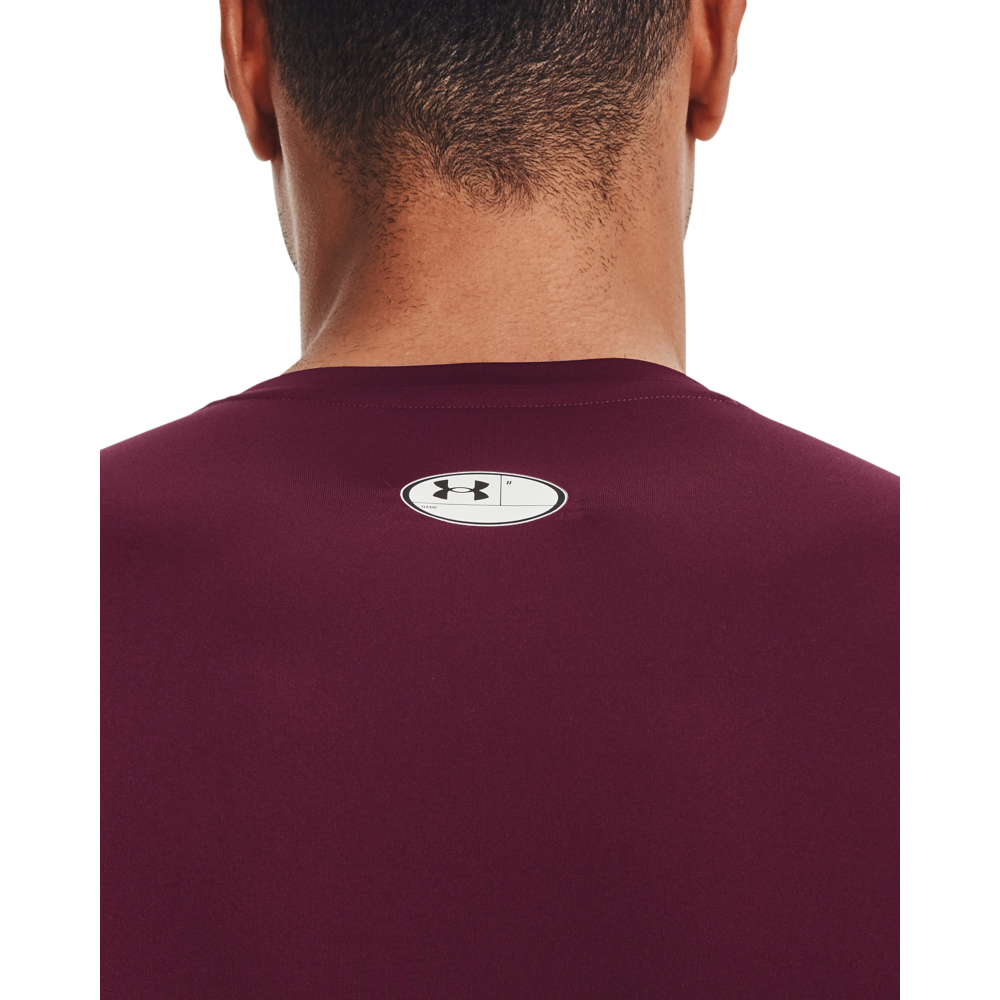 Under Armour Men's HeatGear Armour Long Sleeve Shirt - MAROON Thumbnail View 3