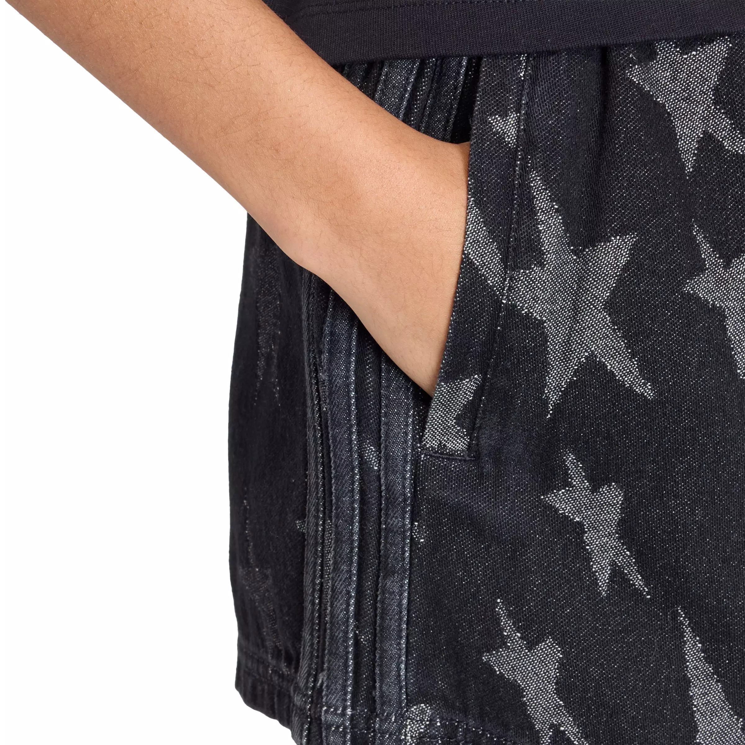 adidas Originals Women's Denim Graphic Shorts - Black - BLACK