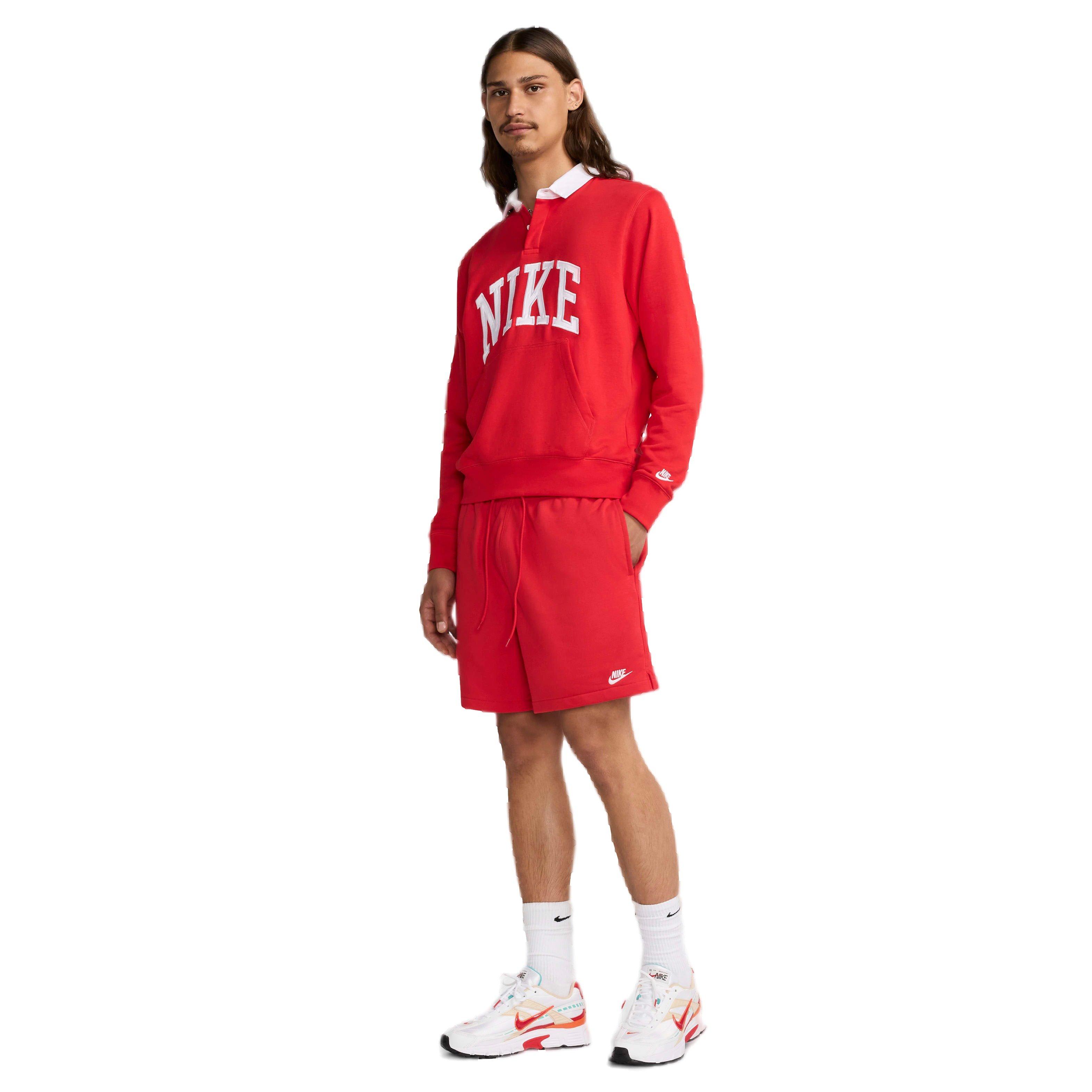 Nike Men's Club French Terry Flow Shorts - RED Thumbnail View 7