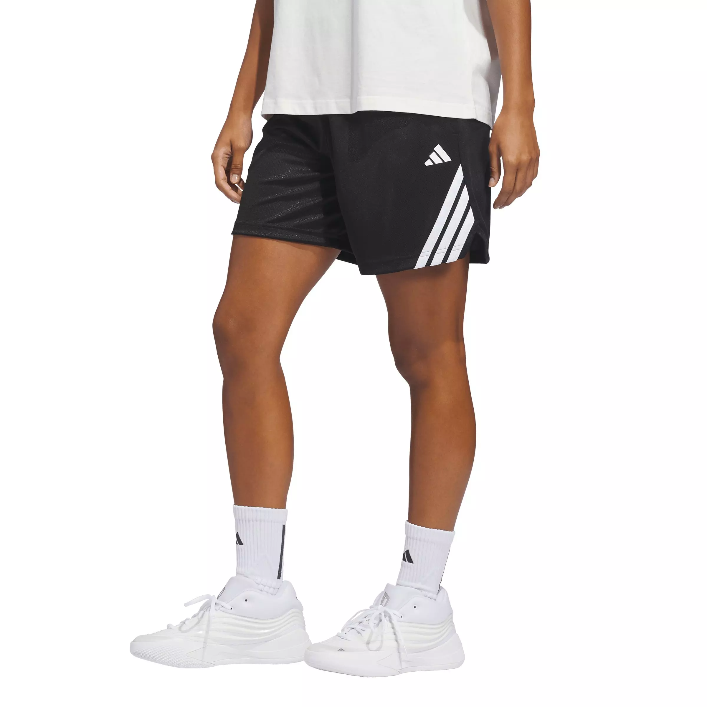 adidas Women's Basketball 3-Stripes Shorts-Black - BLACK