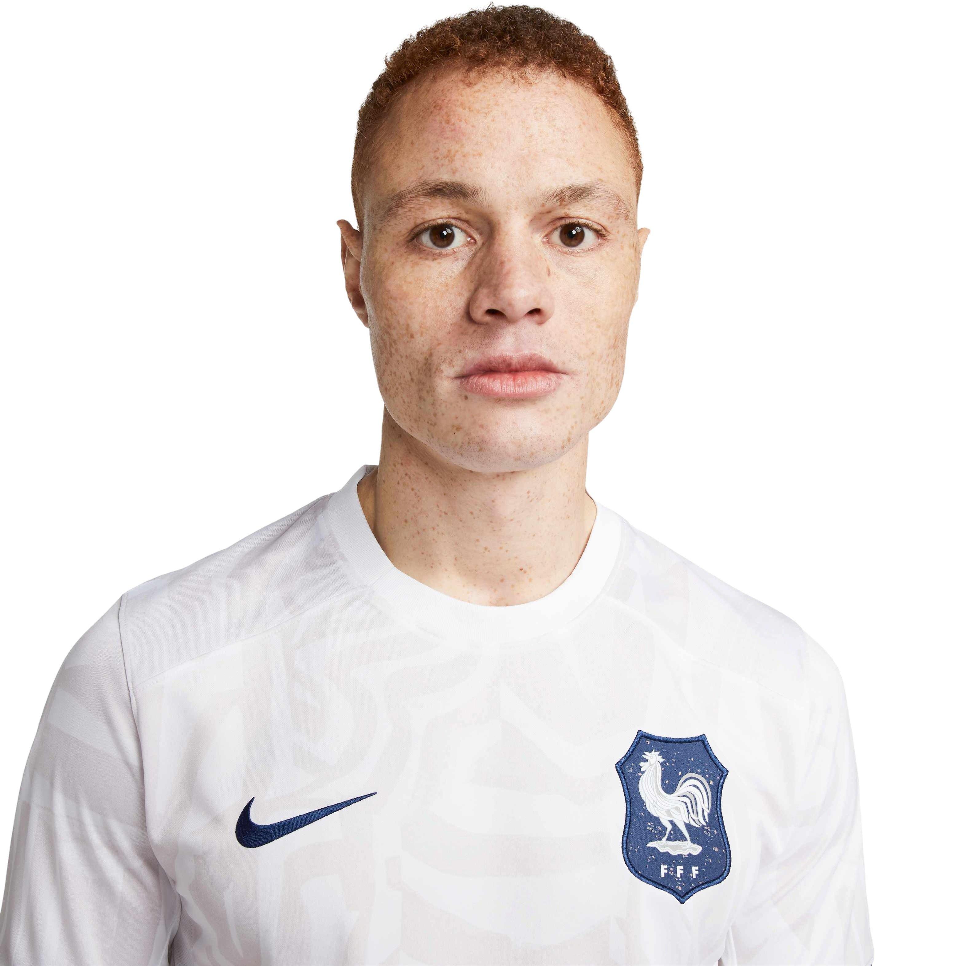 Nike Men's FFF Stadium Dri-FIT Away Soccer Jersey -White/Blue - WHITE/BLUE Thumbnail View 3