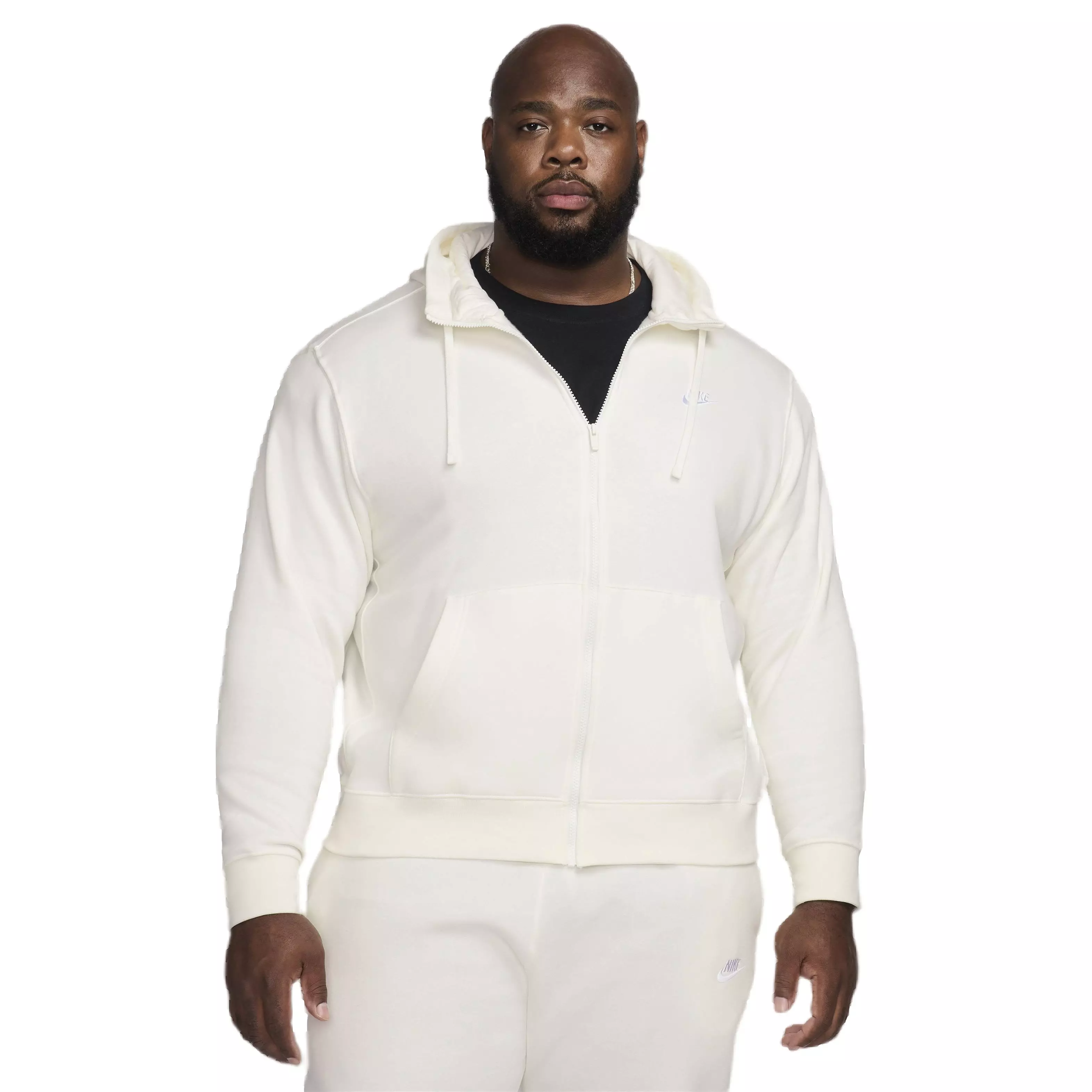 Nike Men's Sportswear Club Fleece Full-Zip Hooded Jacket - WHITE