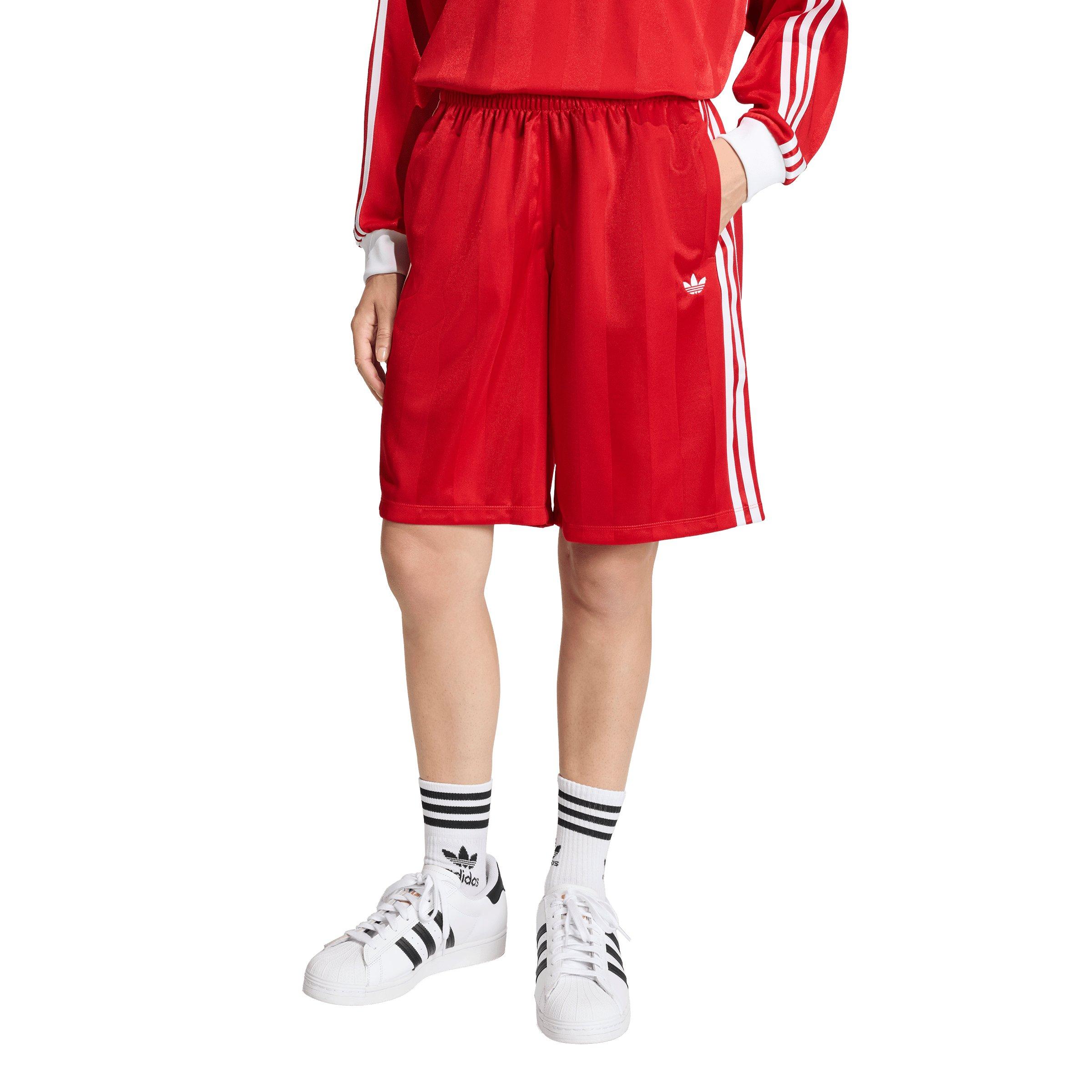 adidas Originals Women's 3-Stripes Jacquard Jorts - Red - RED Thumbnail View 1