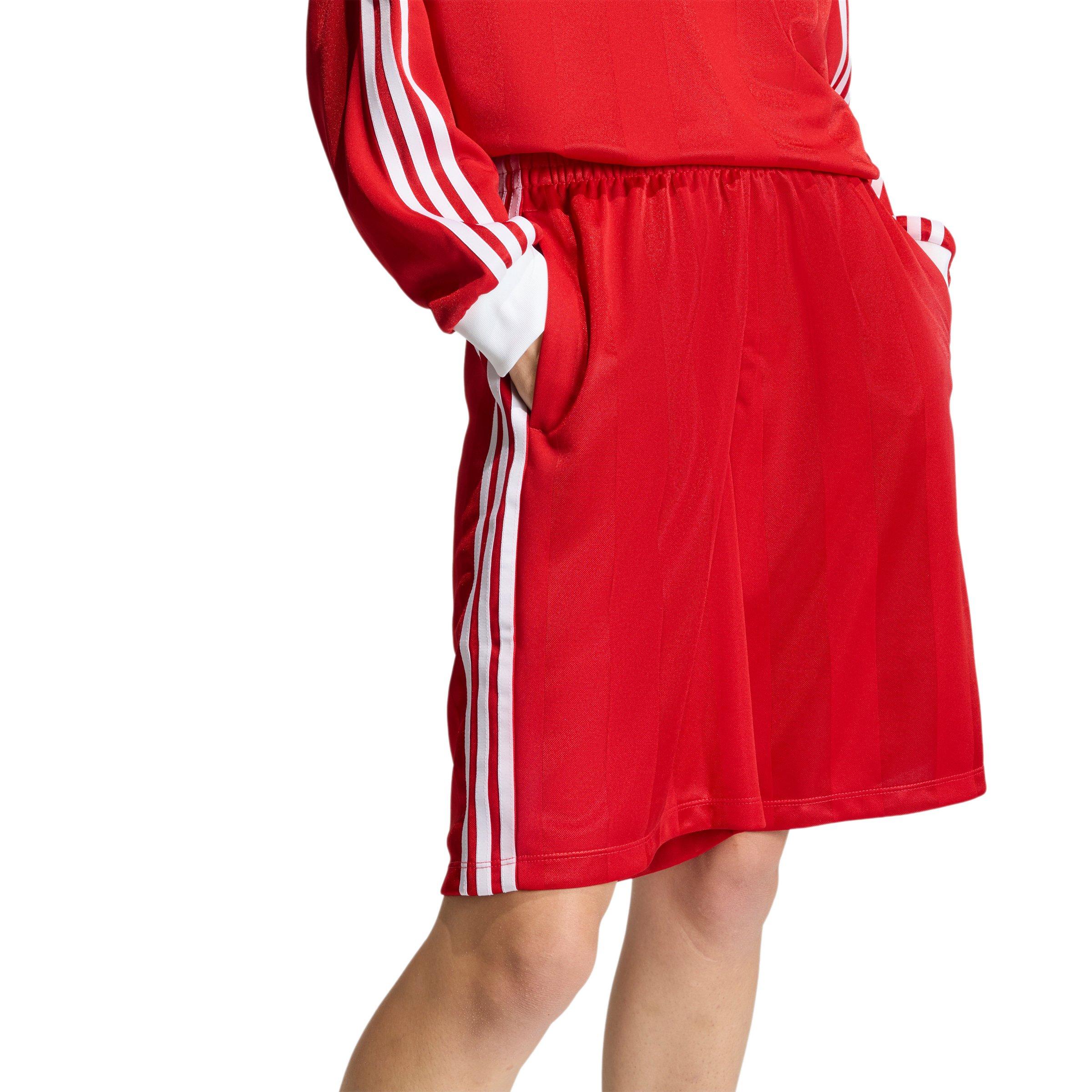 adidas Originals Women's 3-Stripes Jacquard Jorts - Red - RED Thumbnail View 3