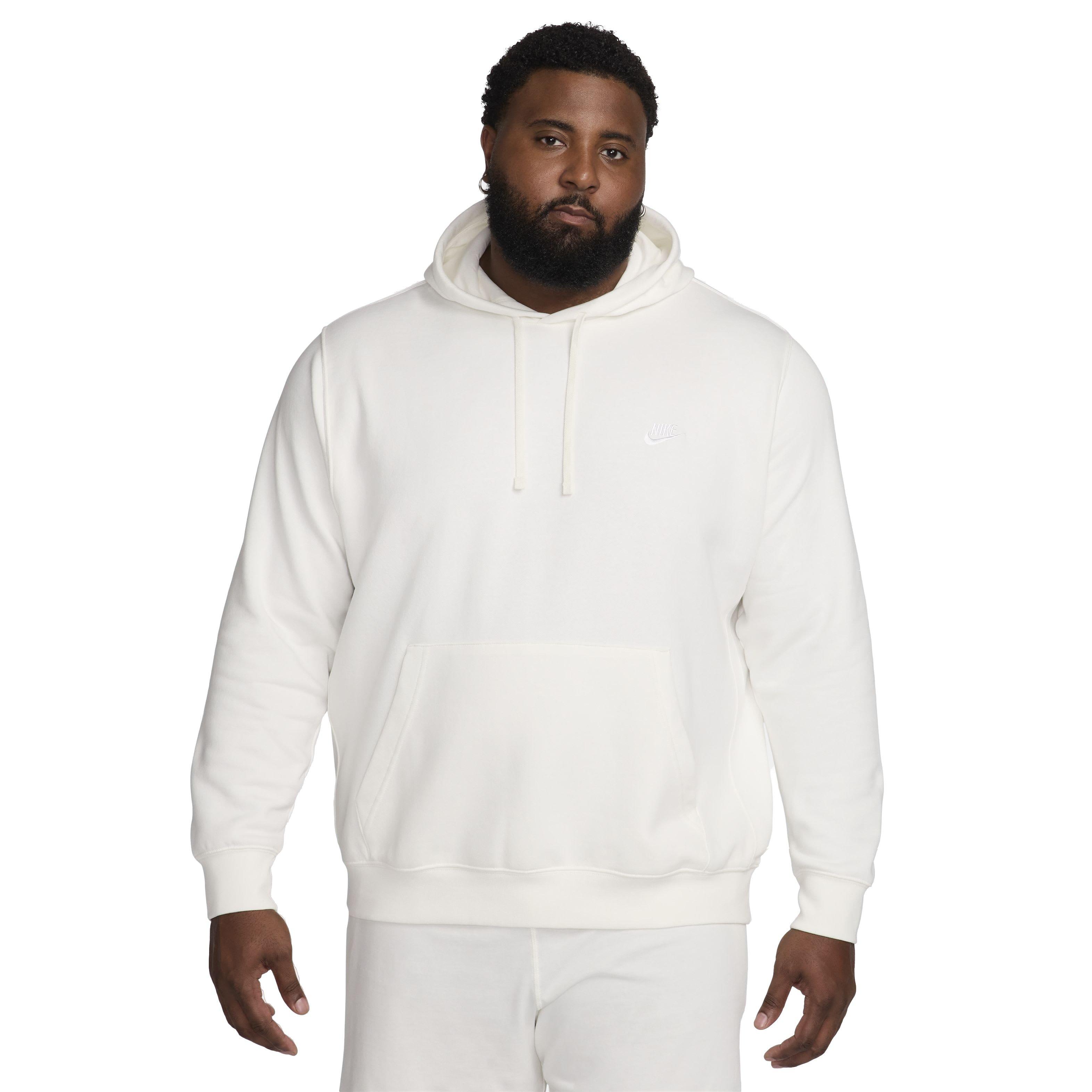 Nike Men's Sportswear Club Fleece Pullover Hoodie - White - WHITE Thumbnail View 8