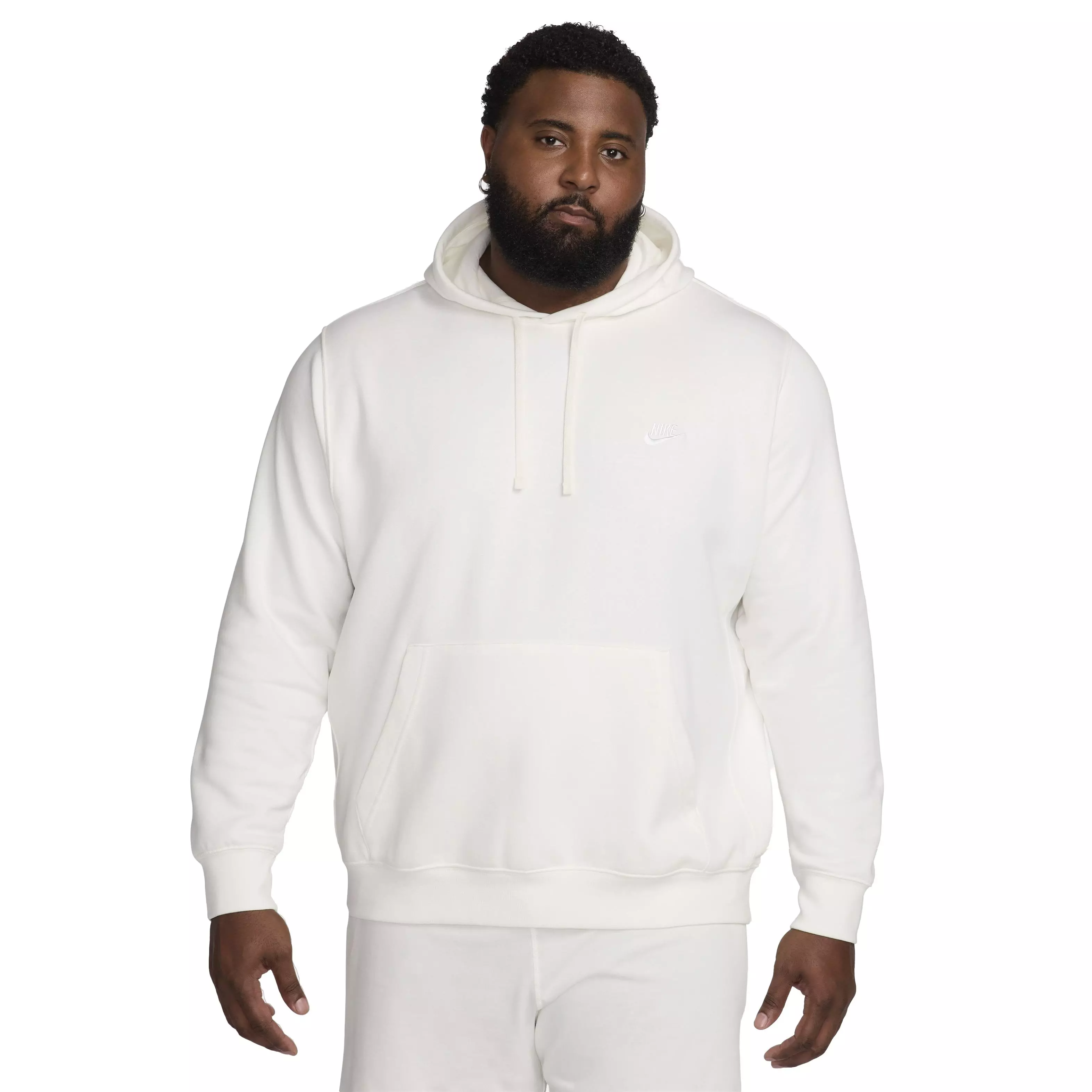 Nike Men's Sportswear Club Fleece Pullover Hoodie - White - WHITE